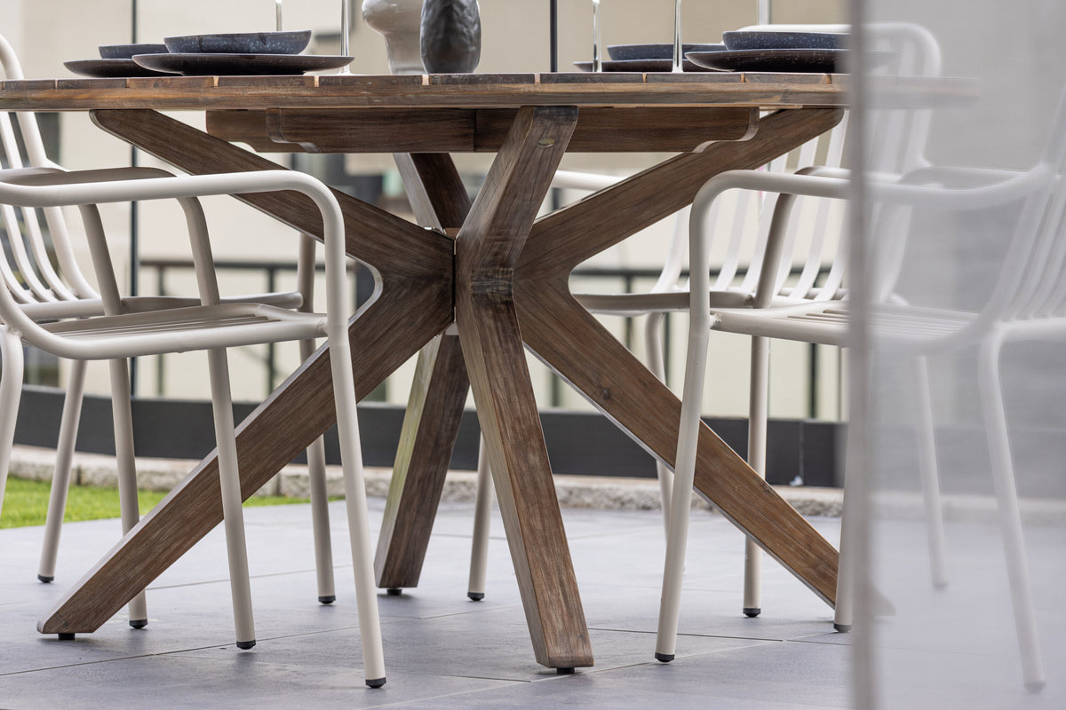 Gartentisch Rosario Ø140cm aus Massivholz - Braun-Esstische Outdoor-Venture Home-le canapé