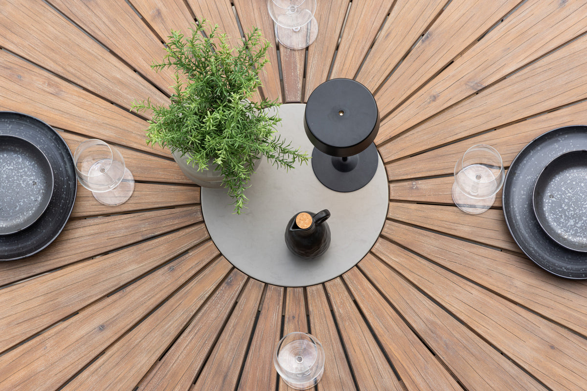 Gartentisch Rosario Ø140cm aus Massivholz - Braun-Esstische Outdoor-Venture Home-le canapé