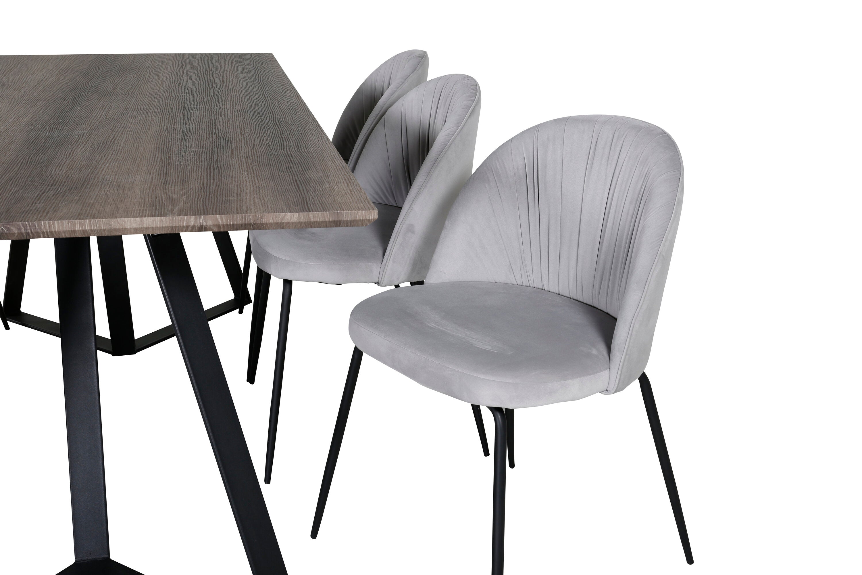 Essgruppe Esstisch Marina 180x90cm mit Stühlen Wrinkles - Grau - Venture Home - le canapé