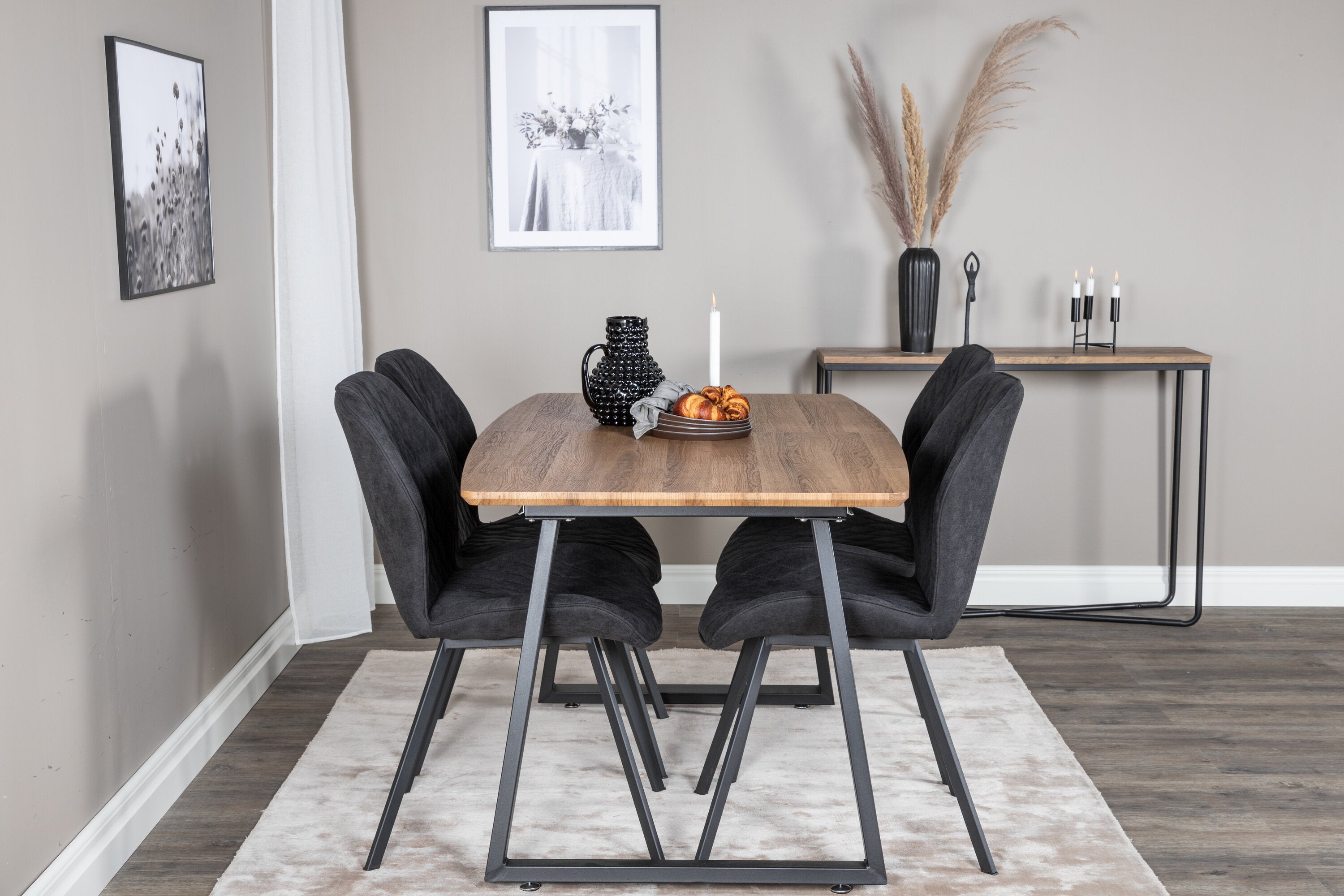Essgruppe Esstisch Inca 160 x 85cm mit Stühlen Gemma - Schwarz - Venture Home - le canapé