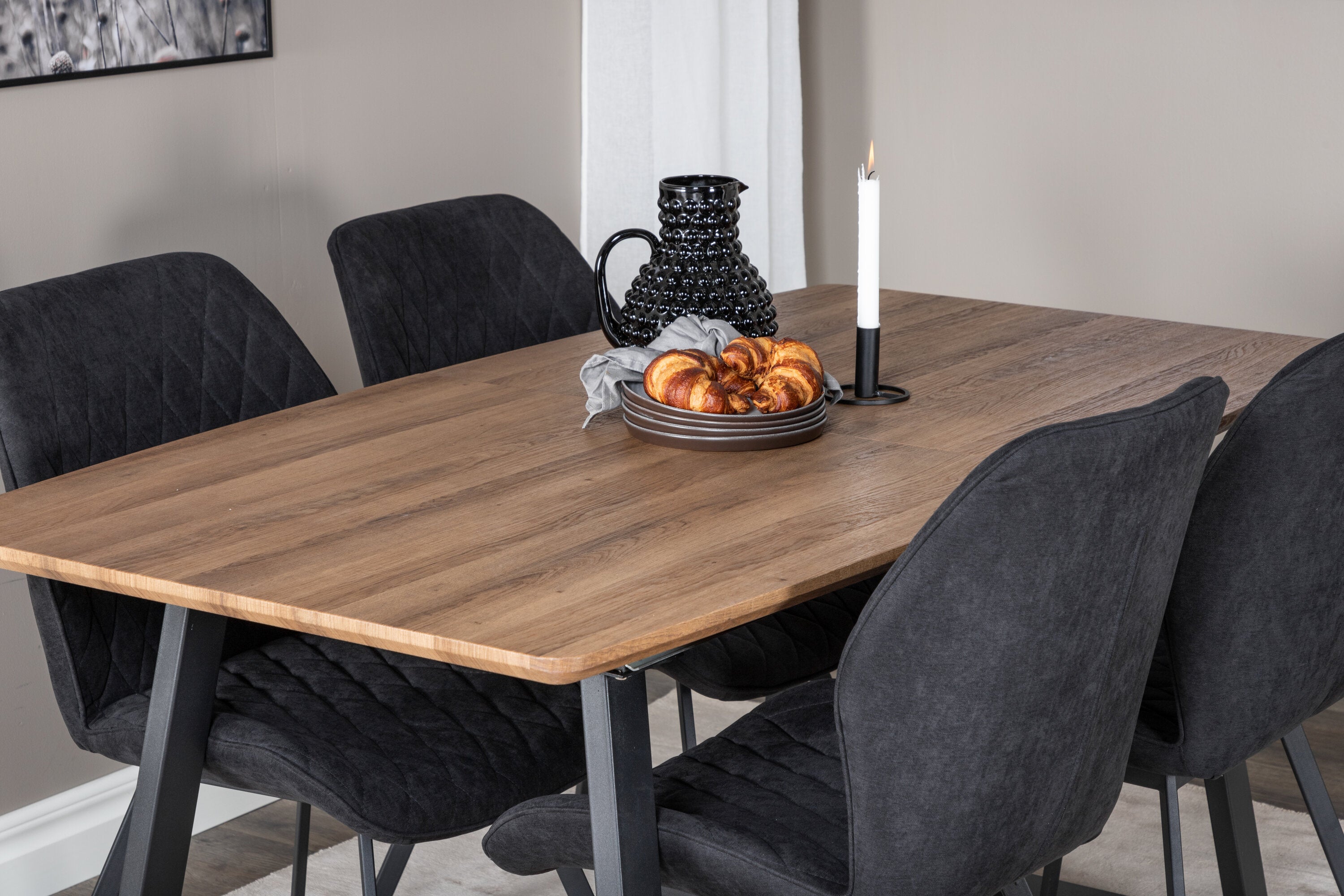 Essgruppe Esstisch Inca 160 x 85cm mit Stühlen Gemma - Schwarz - Venture Home - le canapé