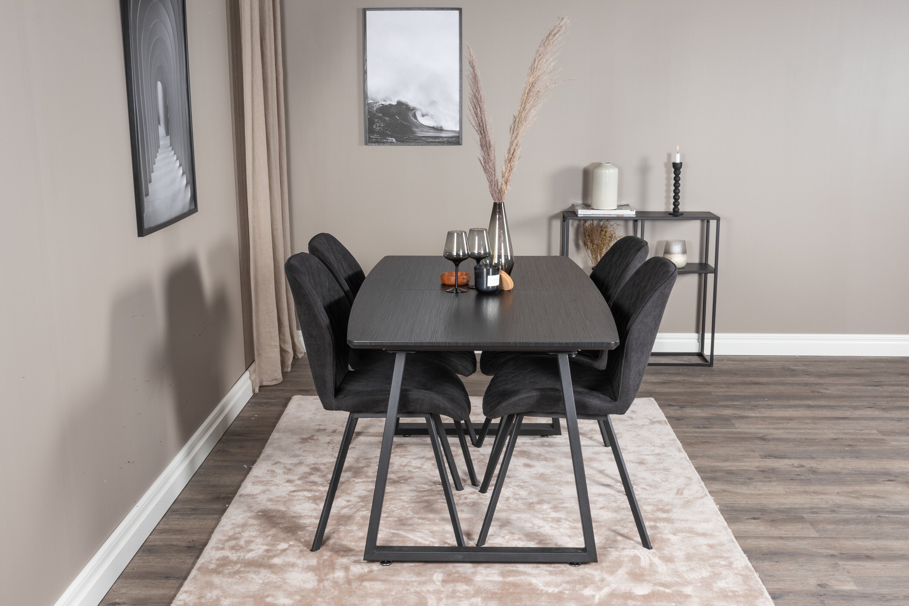 Essgruppe Esstisch Inca 160 x 85 mit Stühlen Gemma - Schwarz - Venture Home - le canapé