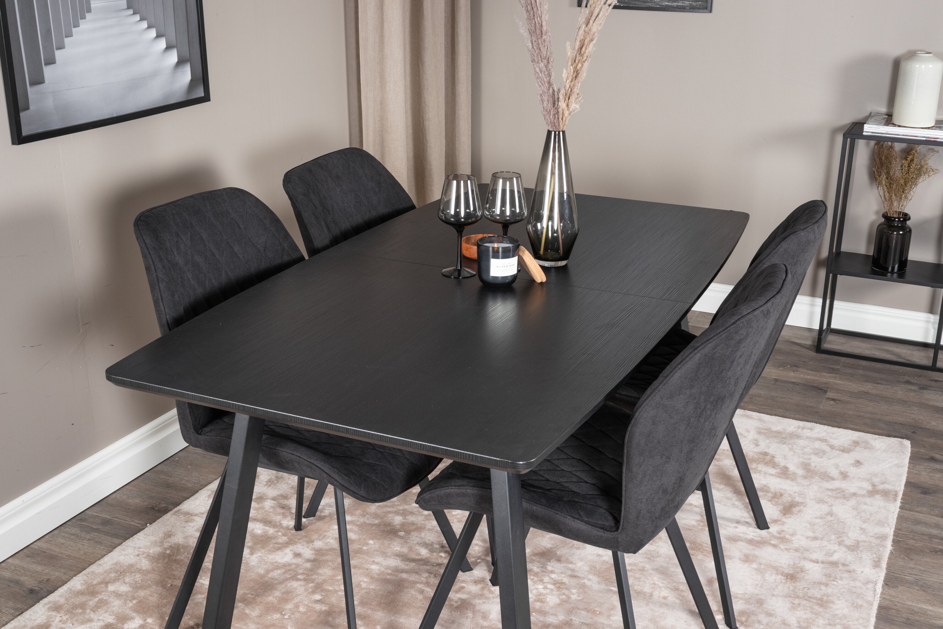 Essgruppe Esstisch Inca 160 x 85 mit Stühlen Gemma - Schwarz - Venture Home - le canapé