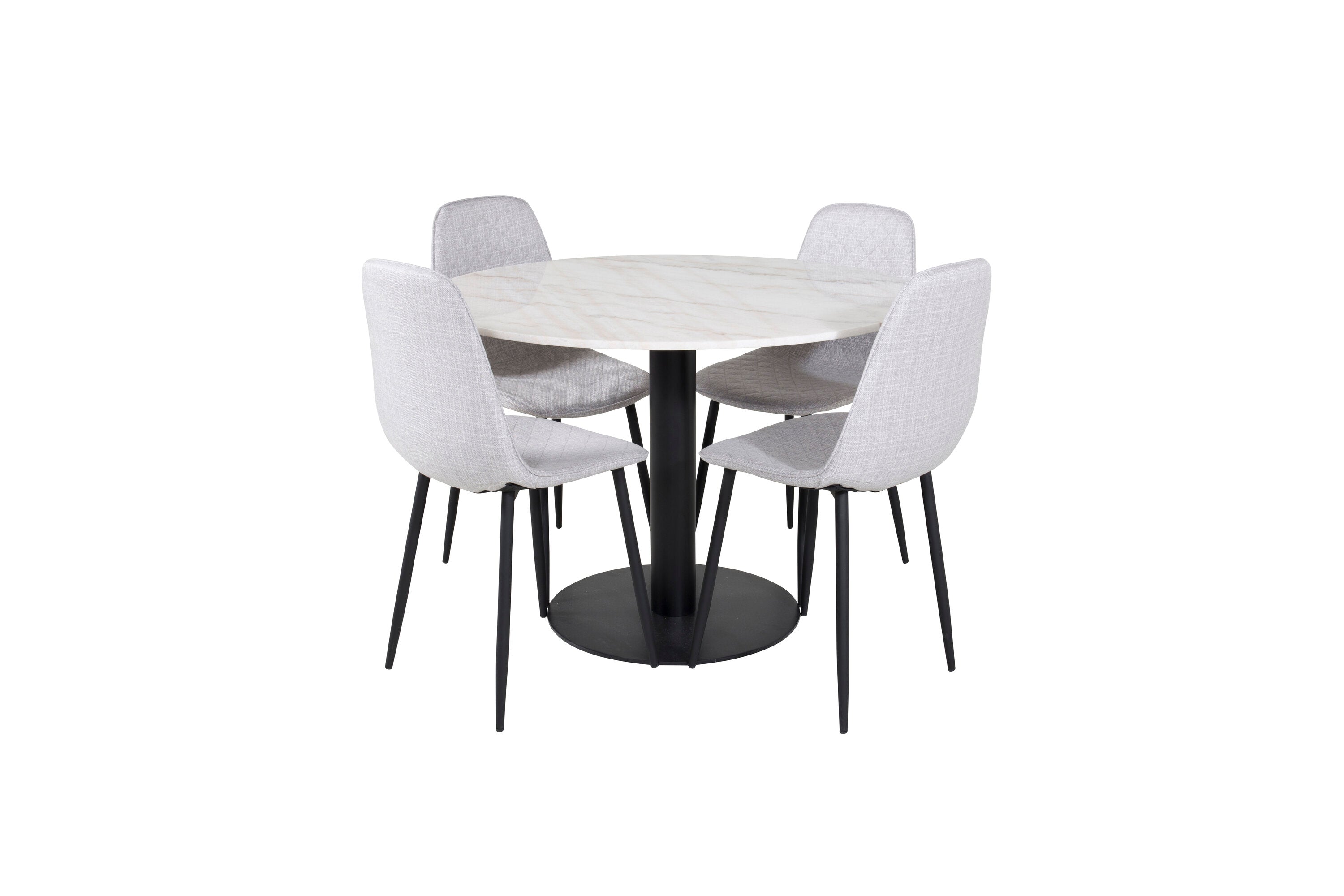 Essgruppe Esstisch Estelle ⌀106cm mit Stühlen Polar - Grau - Venture Home - le canapé