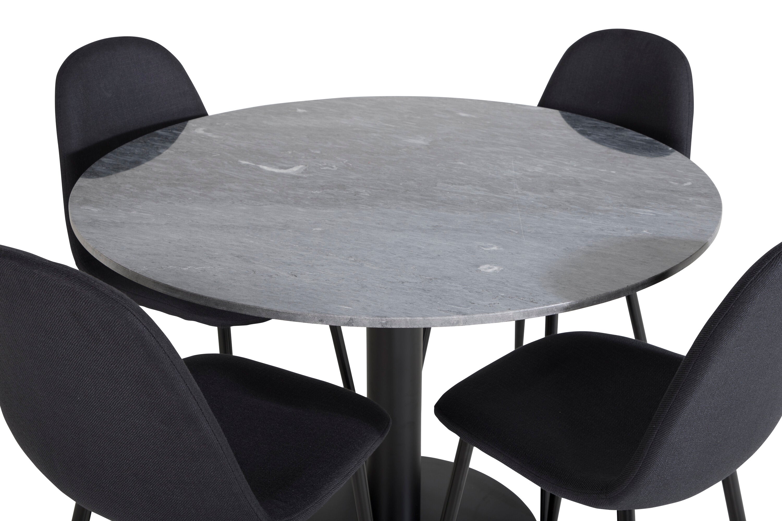 Essgruppe Esstisch Estelle Ø106cm mit Stühlen Polar - Schwarz - Venture Home - le canapé