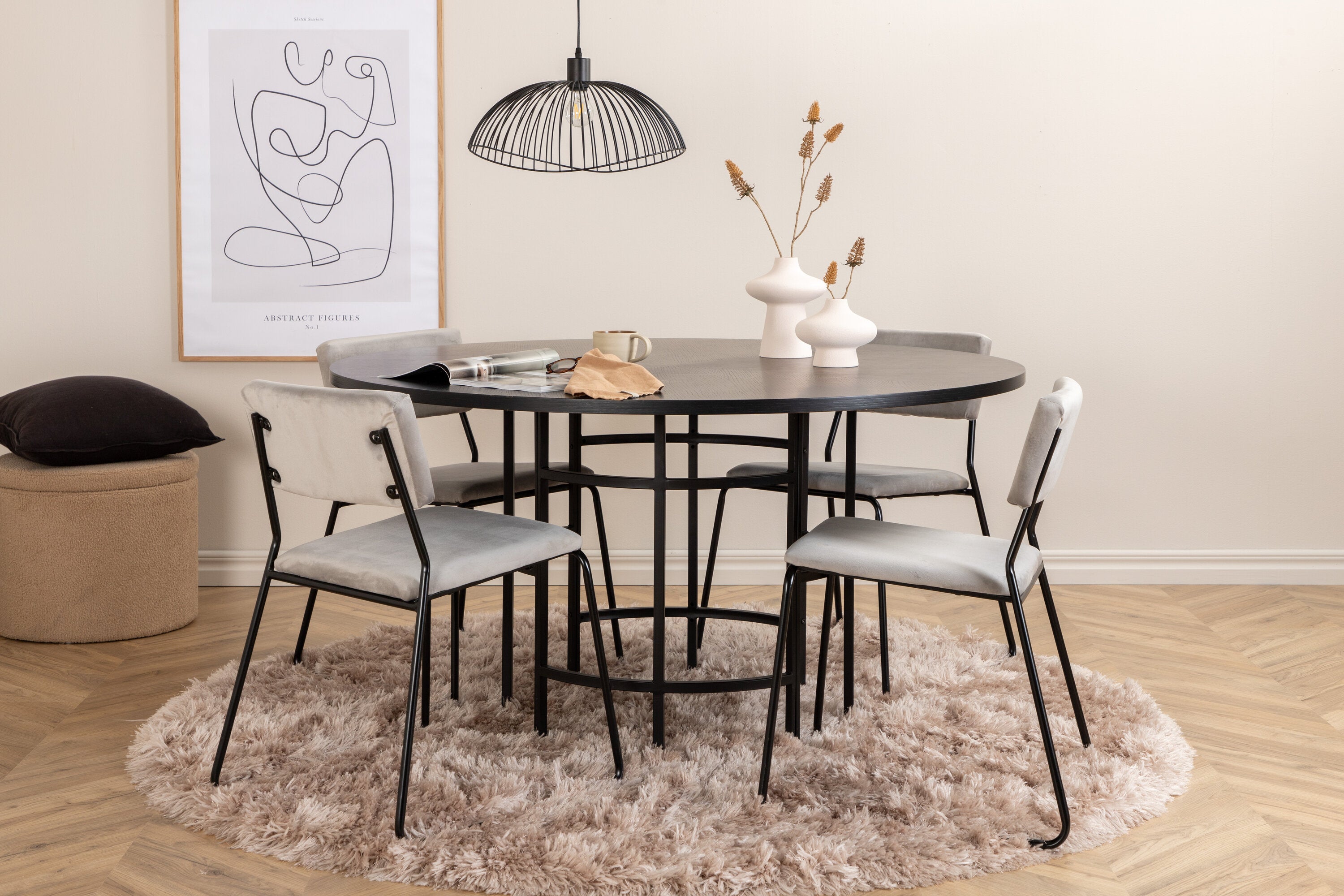 Essgruppe Esstisch Copenhagen ⌀140cm mit Stühlen Kenth - Grau - Venture Home - le canapé