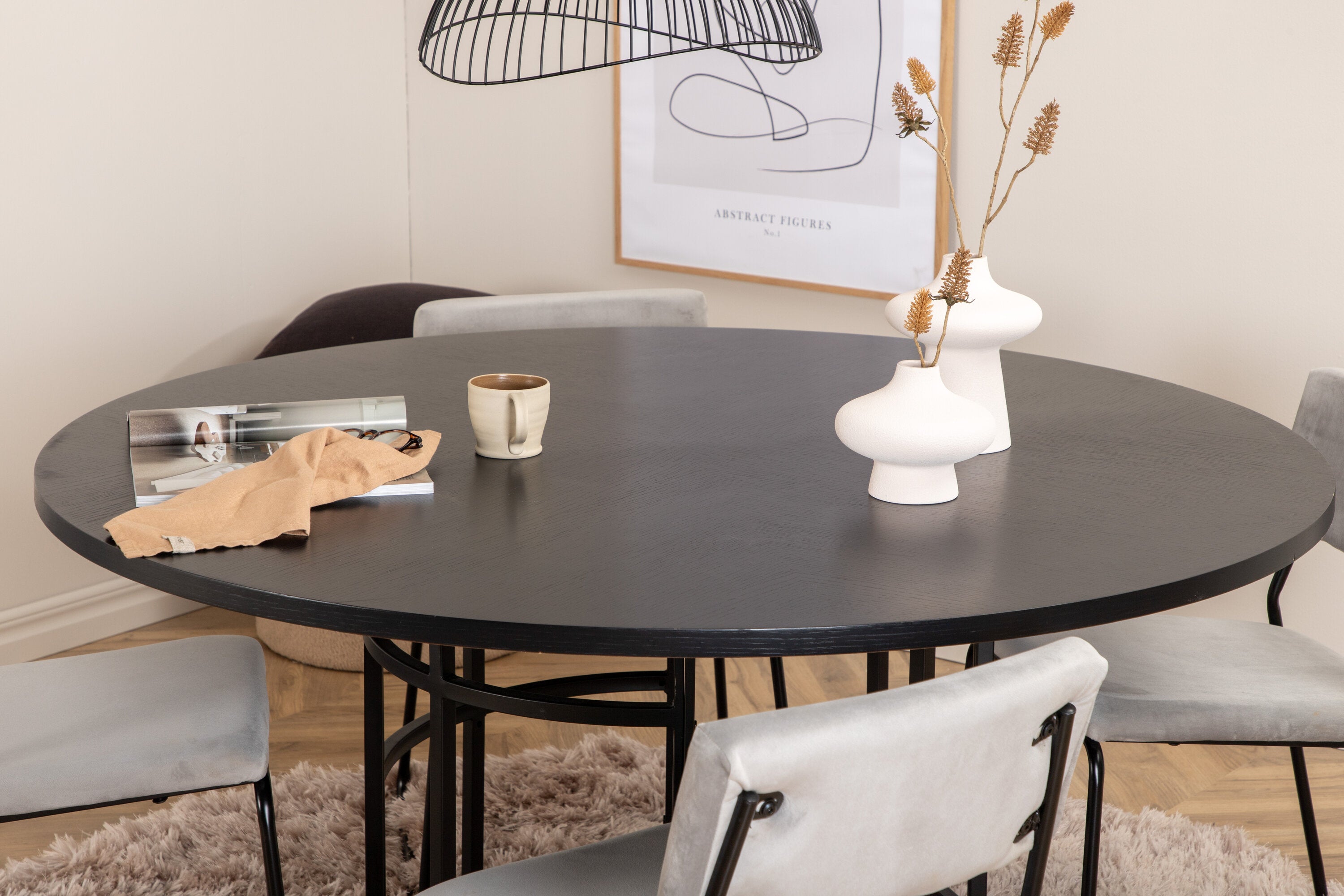 Essgruppe Esstisch Copenhagen ⌀140cm mit Stühlen Kenth - Grau - Venture Home - le canapé