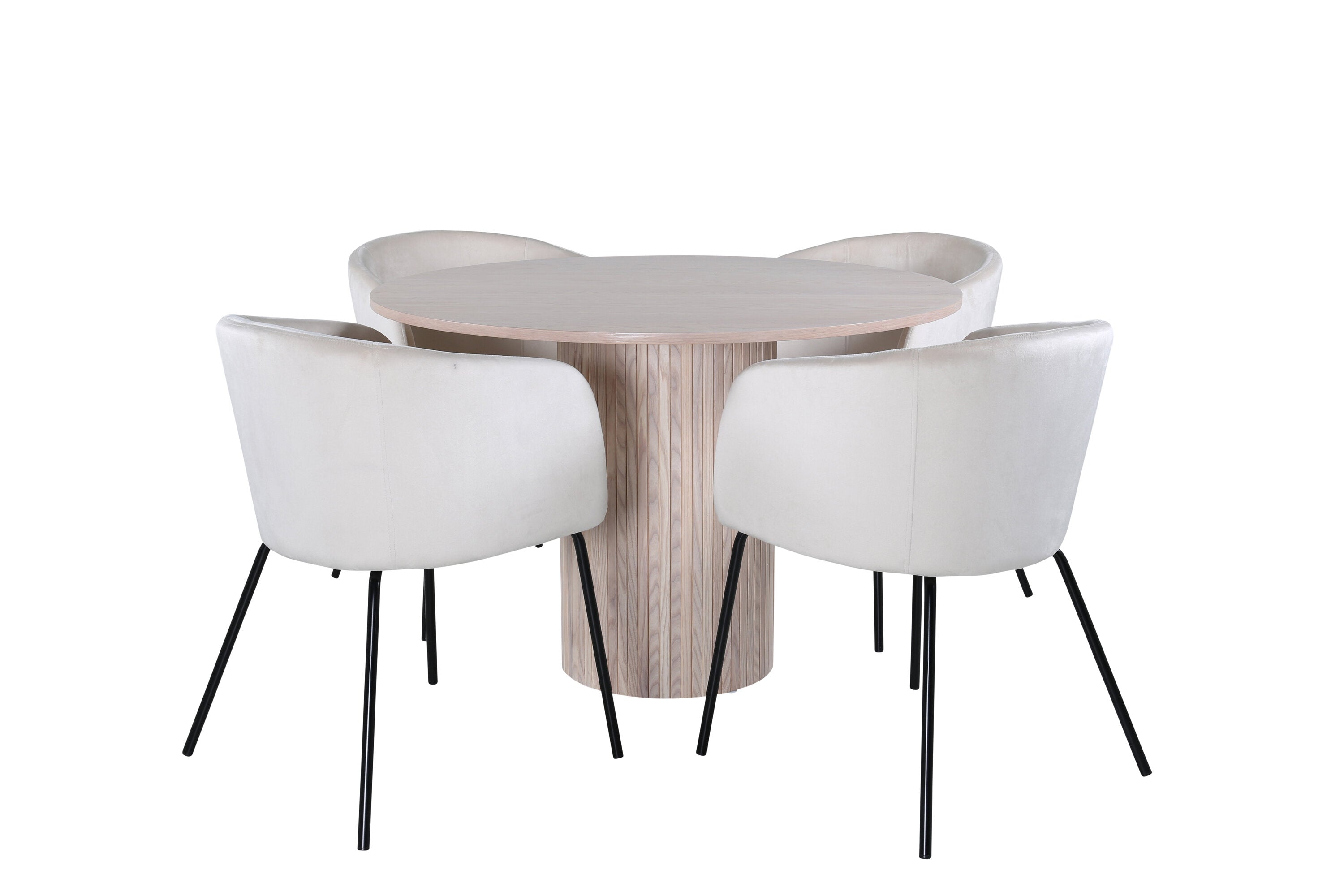 Essgruppe Esstisch Bianca Ø110cm mit Stühlen Berit - Beige - Venture Home - le canapé
