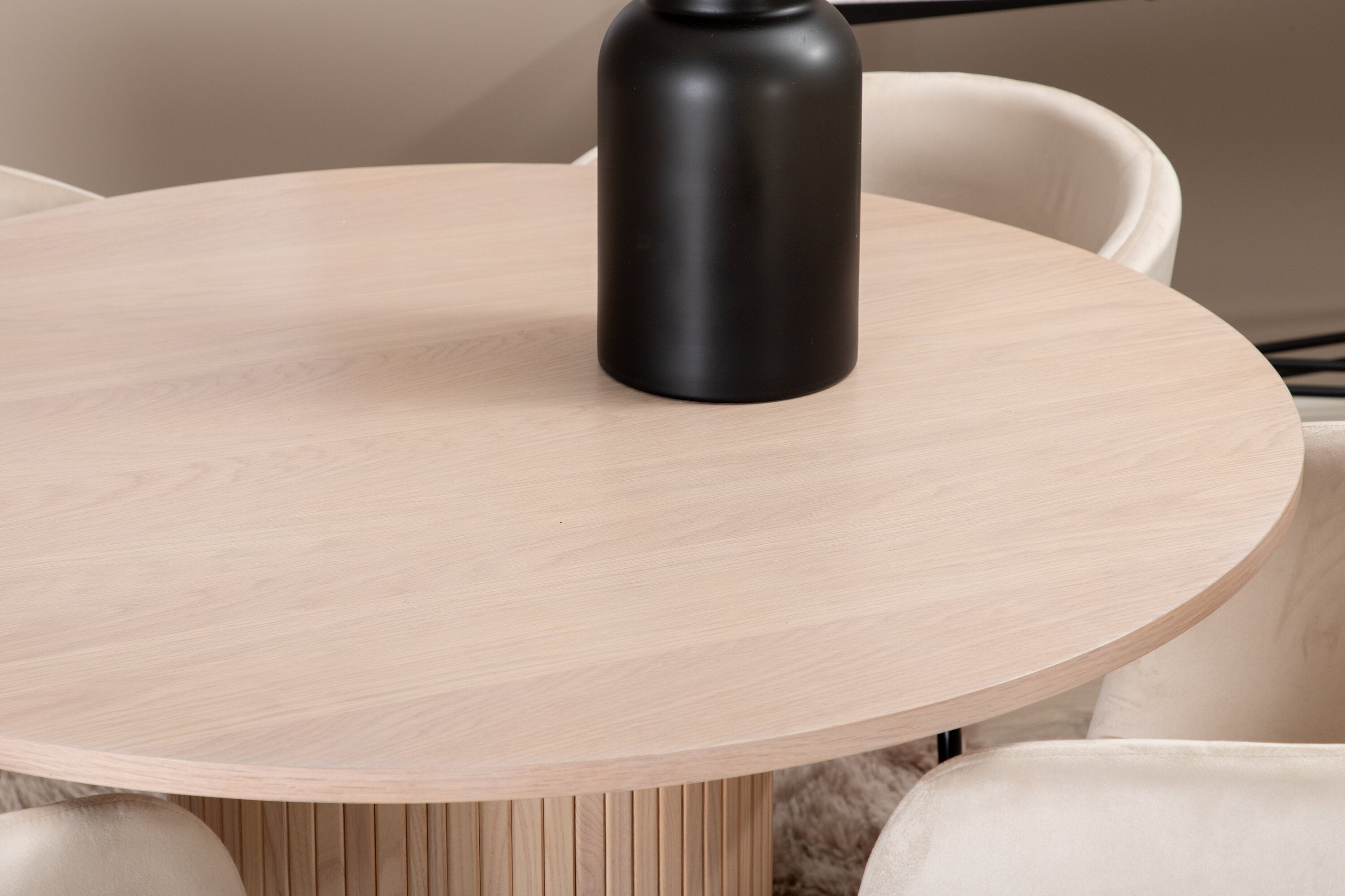 Essgruppe Esstisch Bianca Ø110cm mit Stühlen Berit - Beige - Venture Home - le canapé