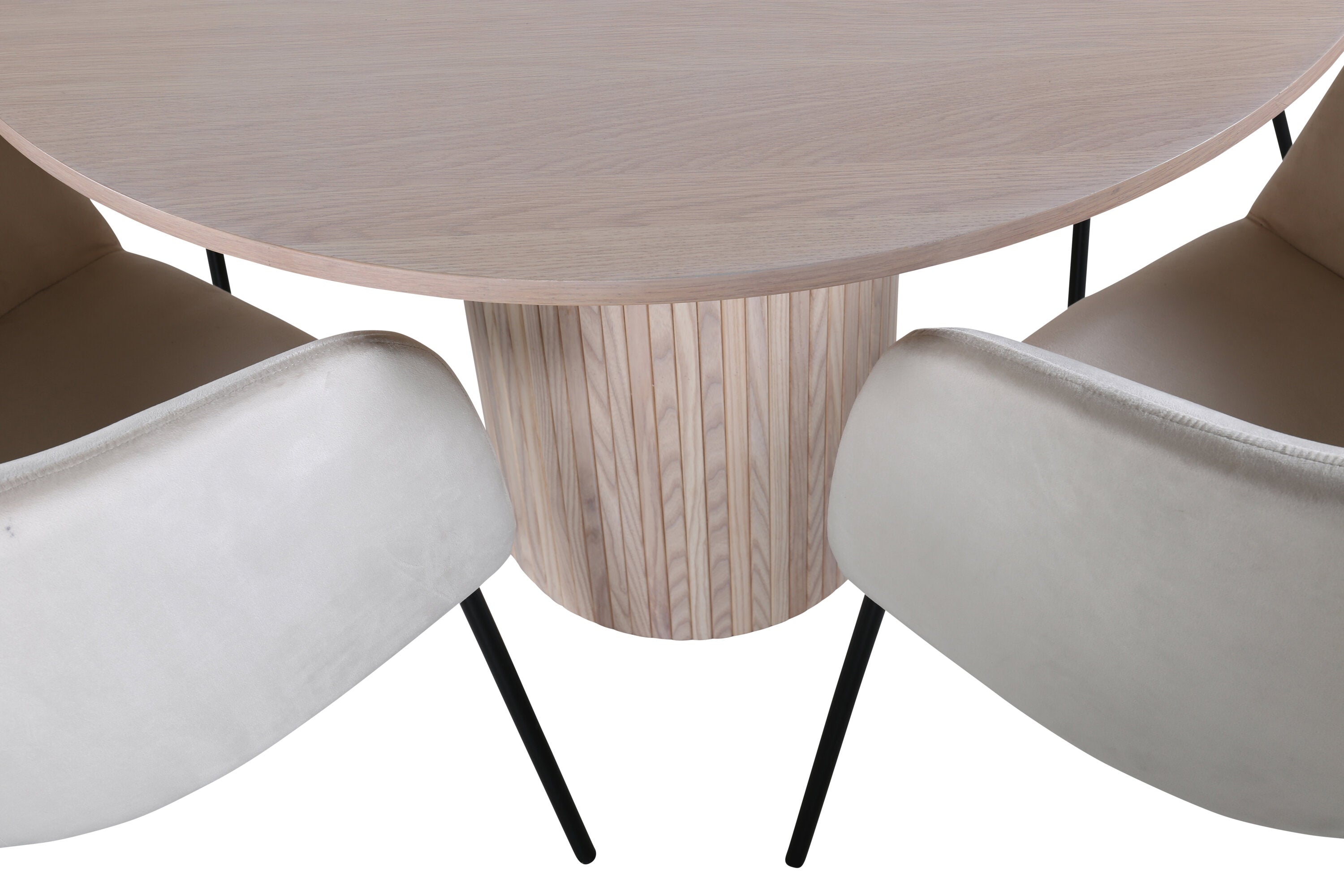 Essgruppe Esstisch Bianca Ø110cm mit Stühlen Berit - Beige - Venture Home - le canapé