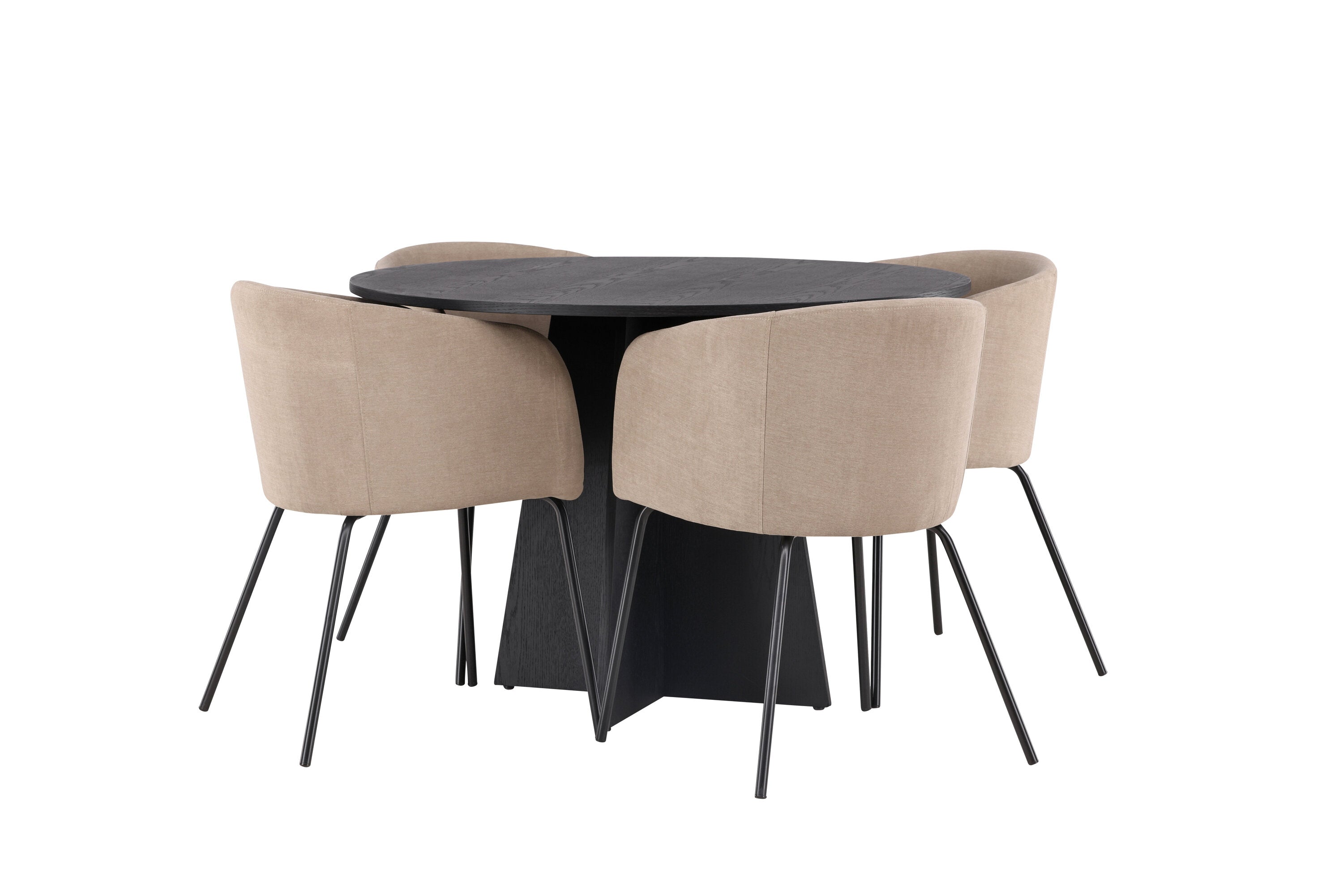 Essgruppe Esstisch Bootcut Ø110cm mit Stühlen Berit - Beige - Venture Home - le canapé
