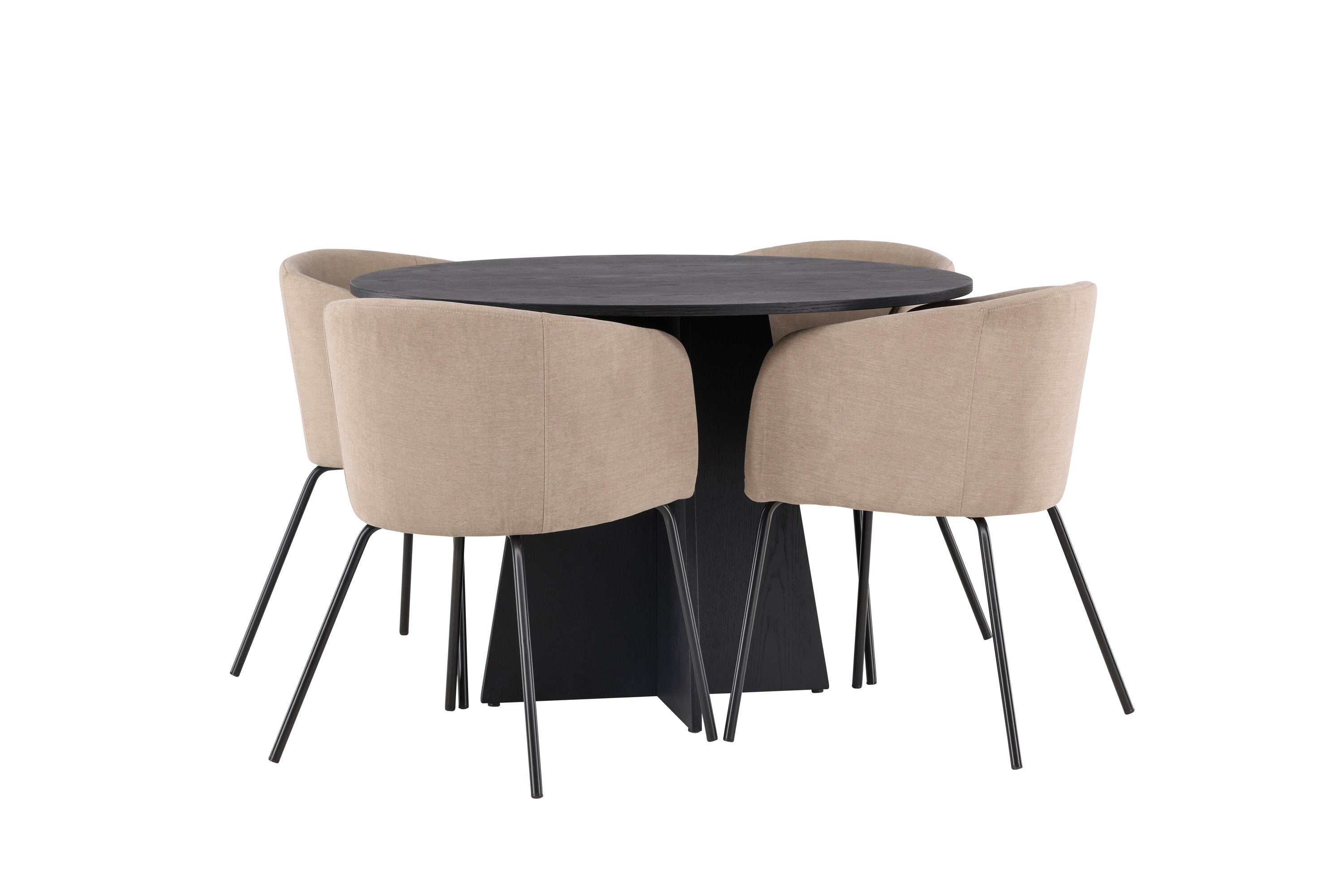 Essgruppe Esstisch Bootcut Ø110cm mit Stühlen Berit - Beige - Venture Home - le canapé