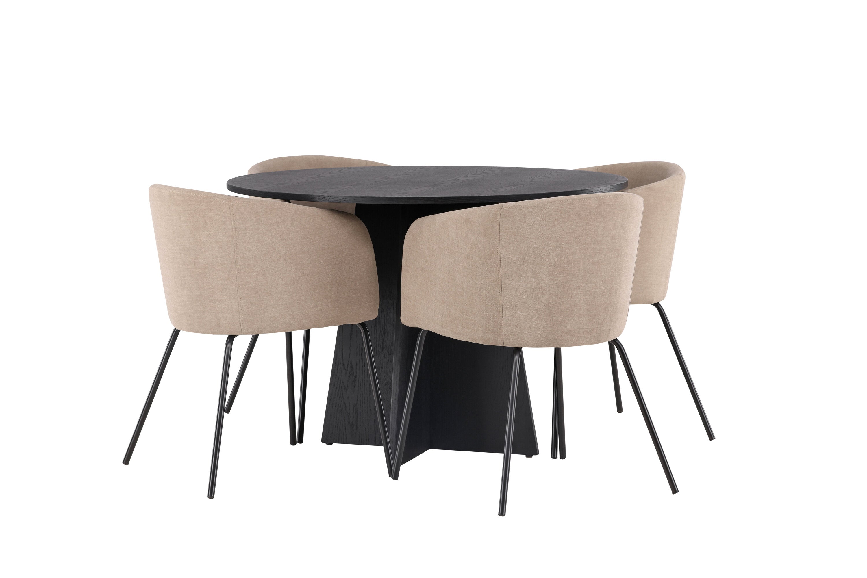 Essgruppe Esstisch Bootcut Ø110cm mit Stühlen Berit - Beige - Venture Home - le canapé