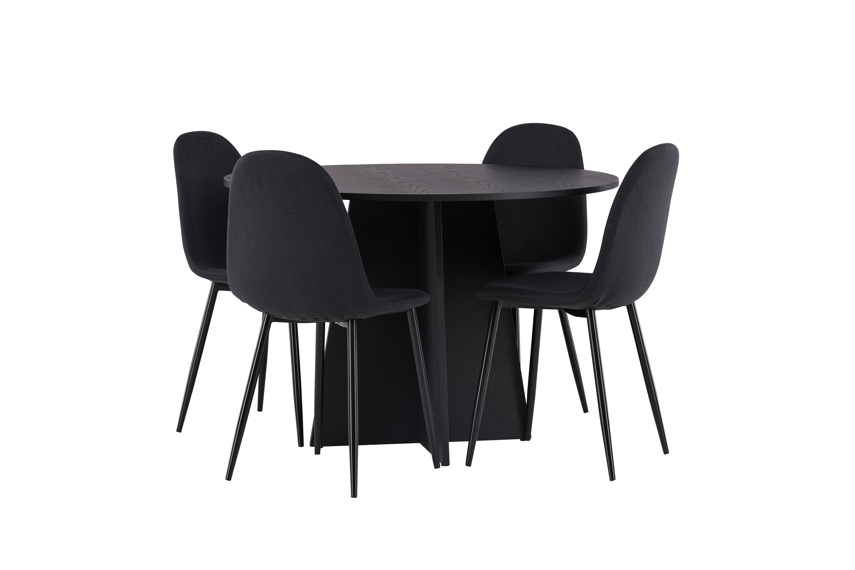 Essgruppe Esstisch Bootcut Ø110cm mit Stühlen Polar - Schwarz - Venture Home - le canapé