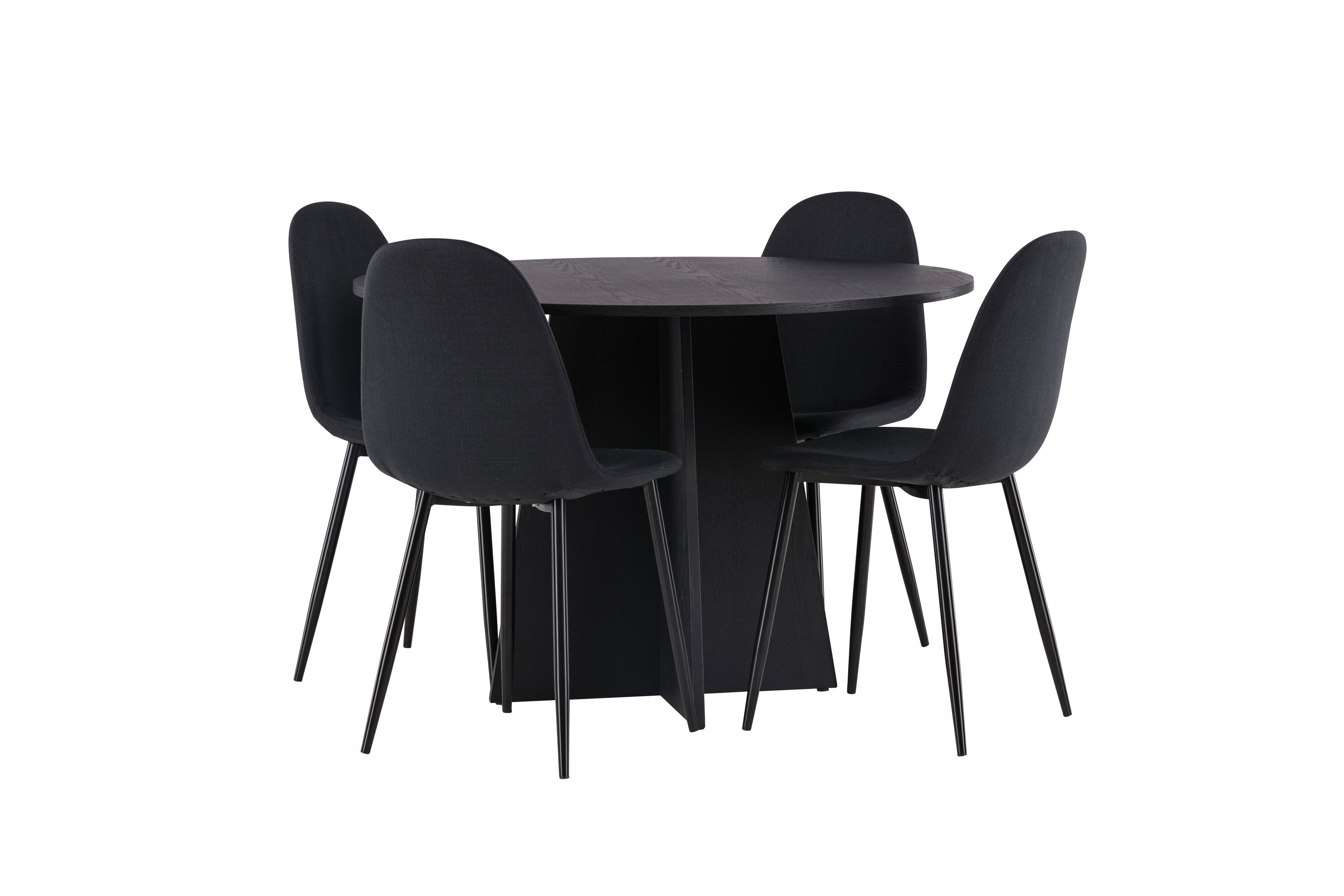 Essgruppe Esstisch Bootcut Ø110cm mit Stühlen Polar - Schwarz - Venture Home - le canapé
