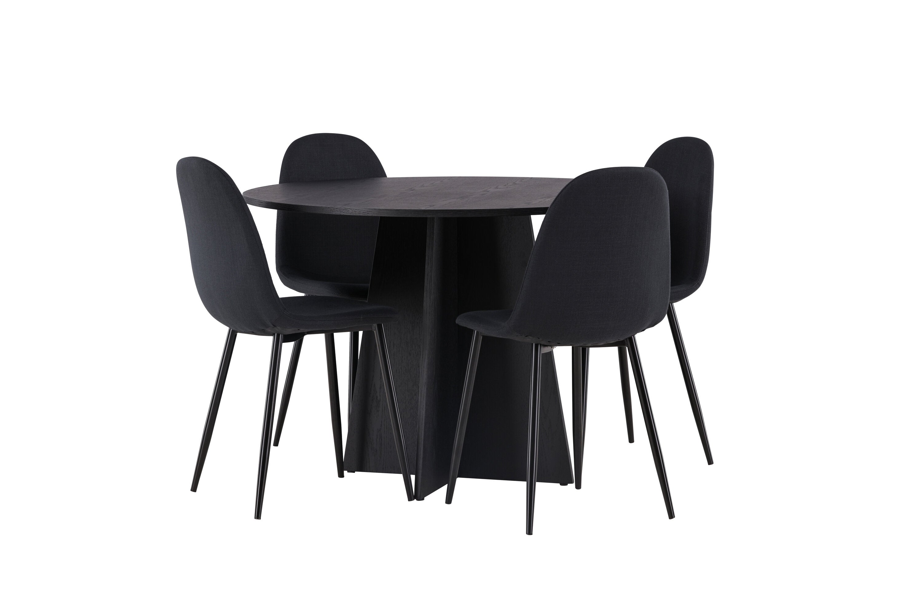 Essgruppe Esstisch Bootcut Ø110cm mit Stühlen Polar - Schwarz - Venture Home - le canapé
