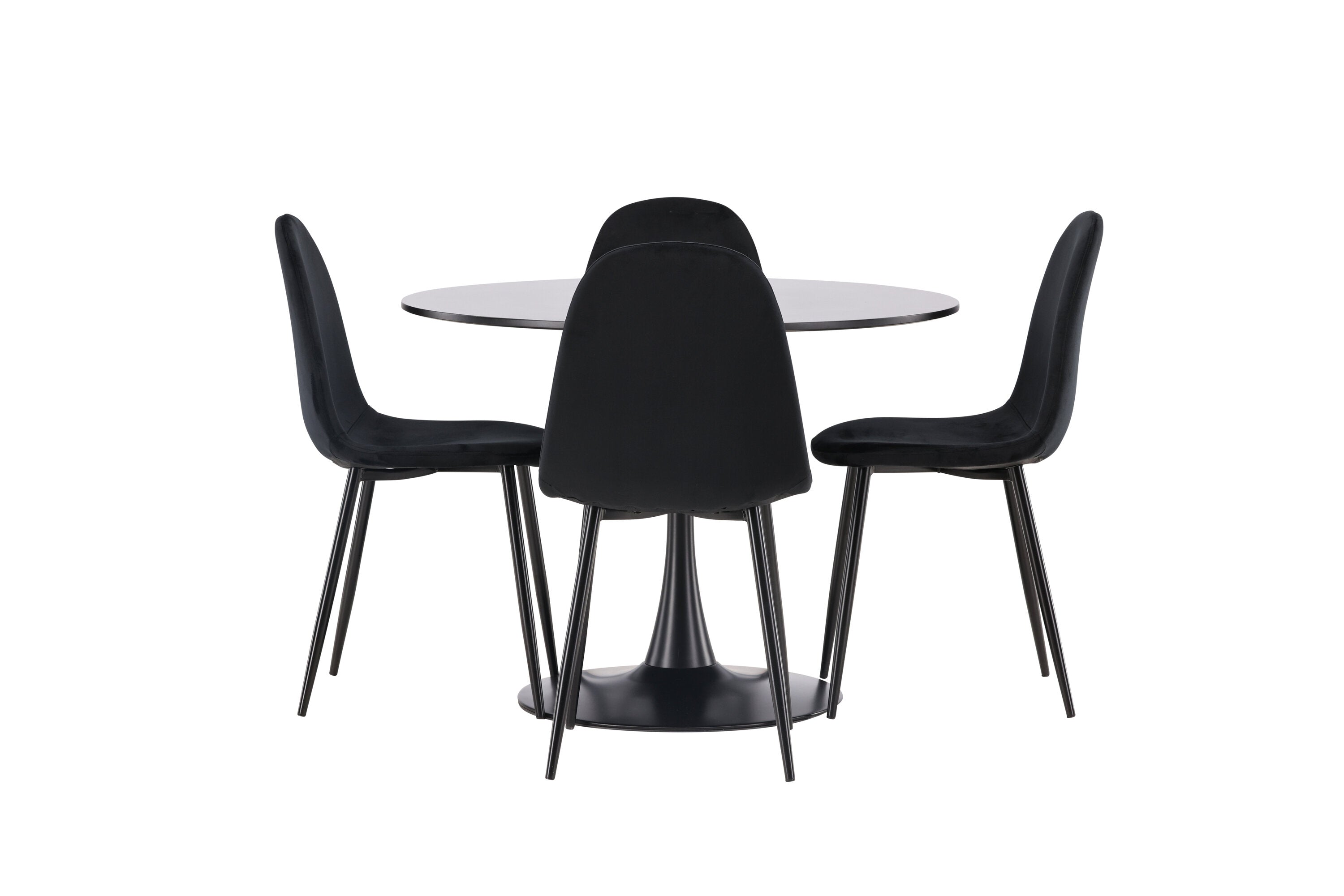 Essgruppe Esstisch Glade ⌀100cm mit Stühlen Polar - Schwarz - Venture Home - le canapé
