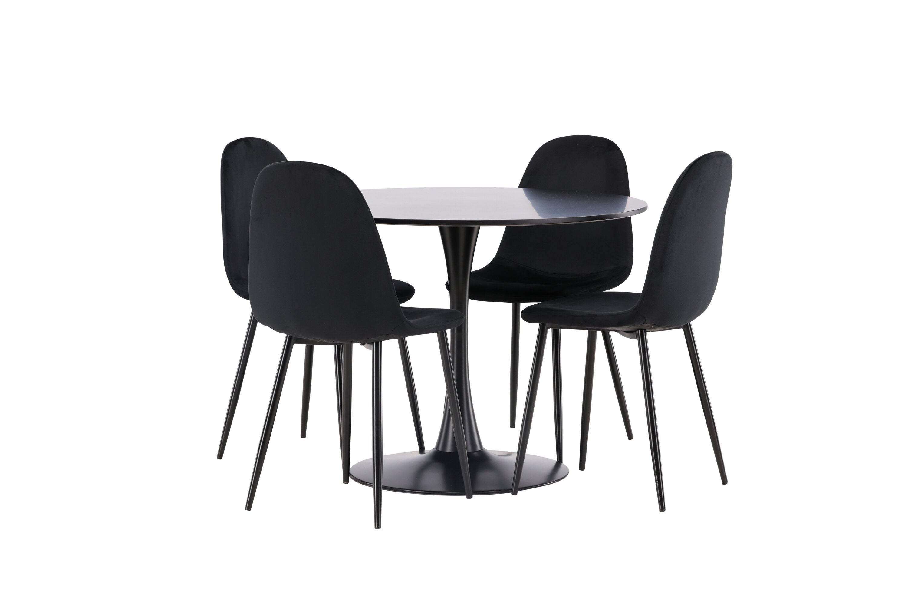 Essgruppe Esstisch Glade ⌀100cm mit Stühlen Polar - Schwarz - Venture Home - le canapé