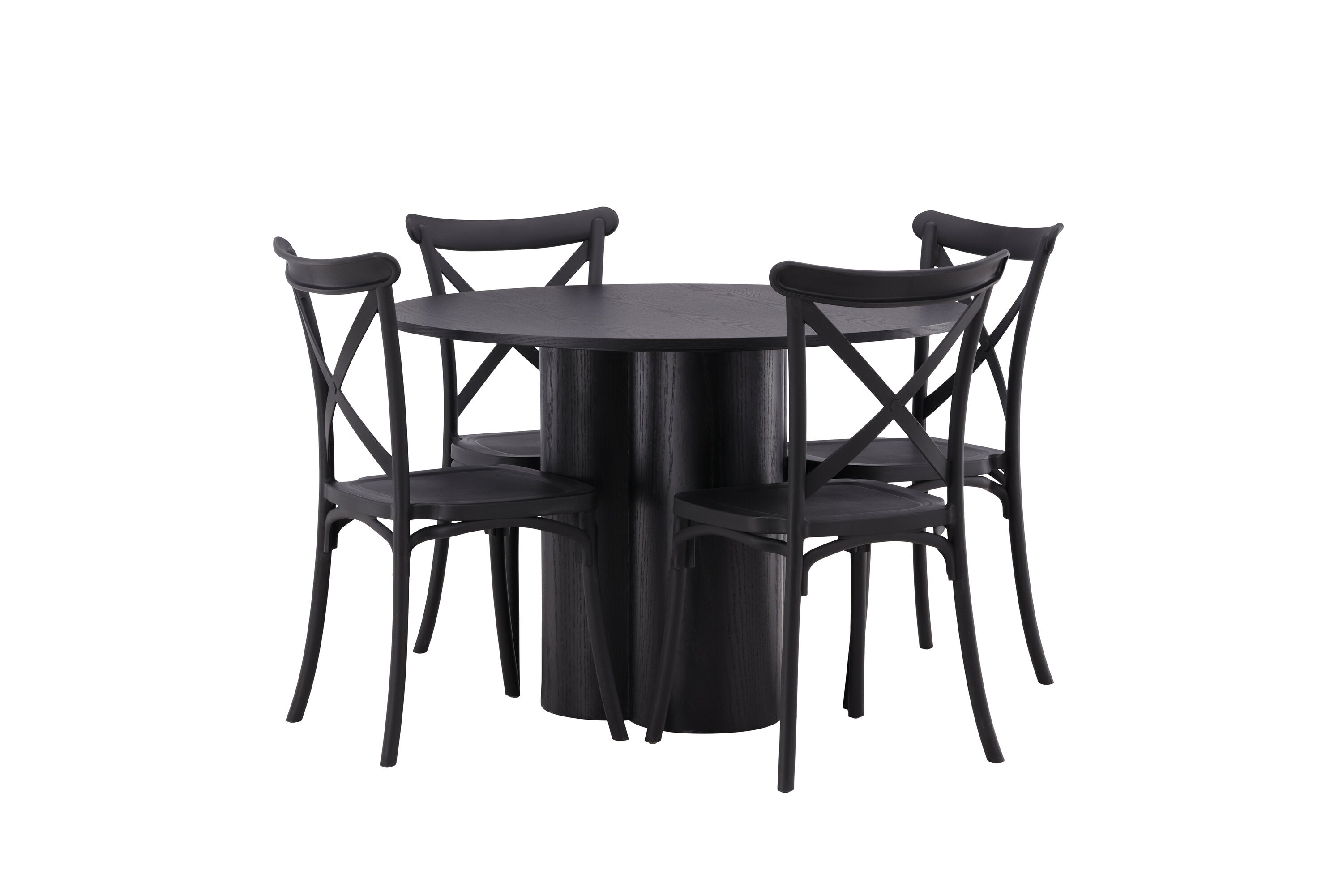 Essgruppe Esstisch Olivia ⌀110cm mit Stühlen Crosett - Schwarz - Venture Home - le canapé