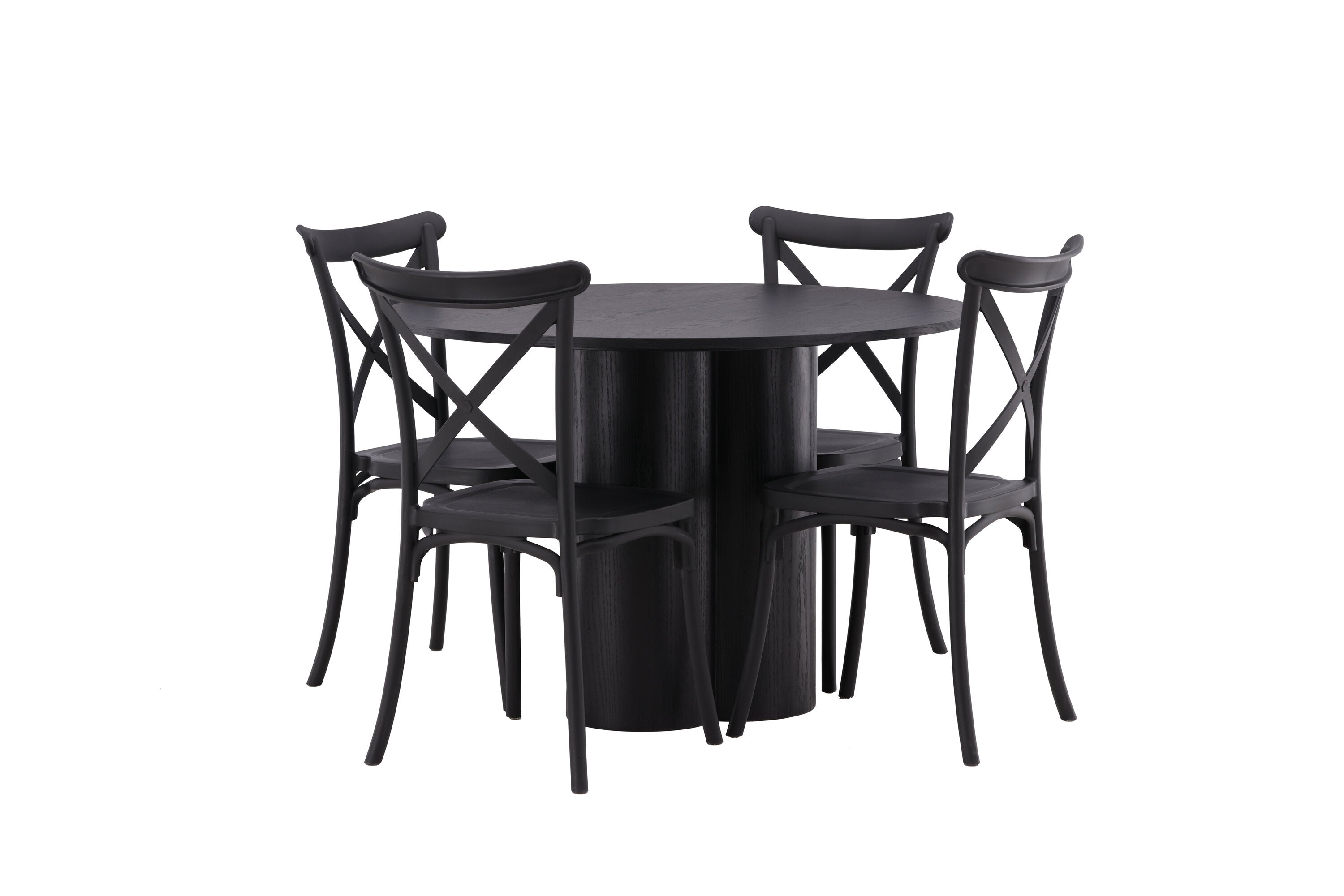 Essgruppe Esstisch Olivia ⌀110cm mit Stühlen Crosett - Schwarz - Venture Home - le canapé