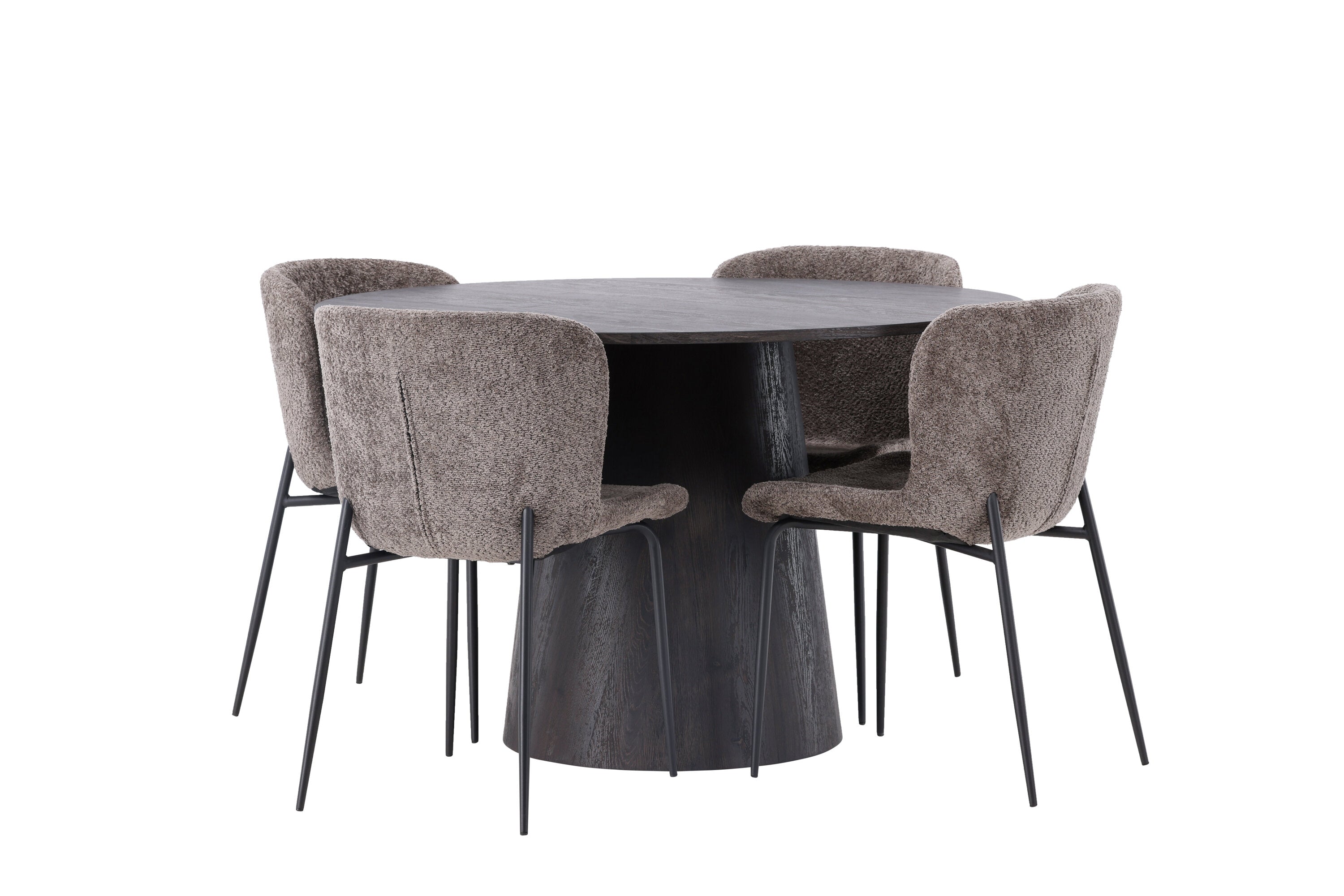 Essgruppe Esstisch Lanzo Ø120cm mit Stühlen Modesto - Braun - Venture Home - le canapé