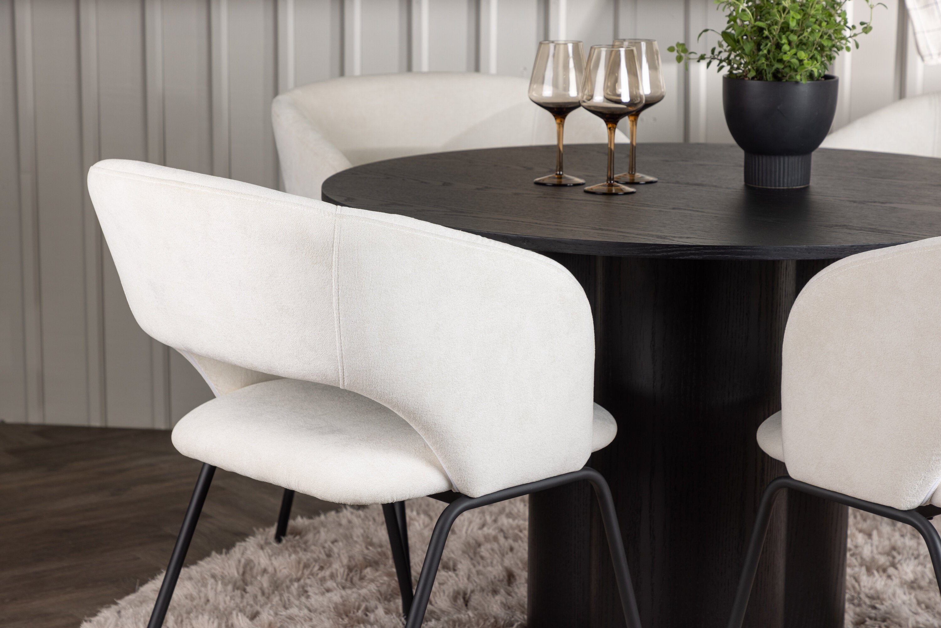 Essgruppe Esstisch Olivia Ø110cm mit Stühlen Day - Weiß - Venture Home - le canapé