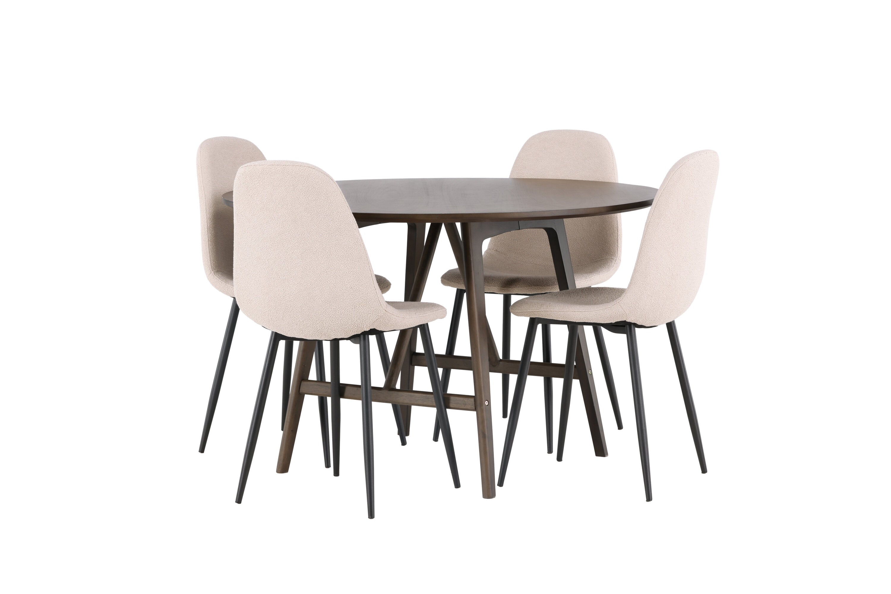 Essgruppe Esstisch Kaseidon ⌀100cm mit Stühlen Polar - Beige - Venture Home - le canapé