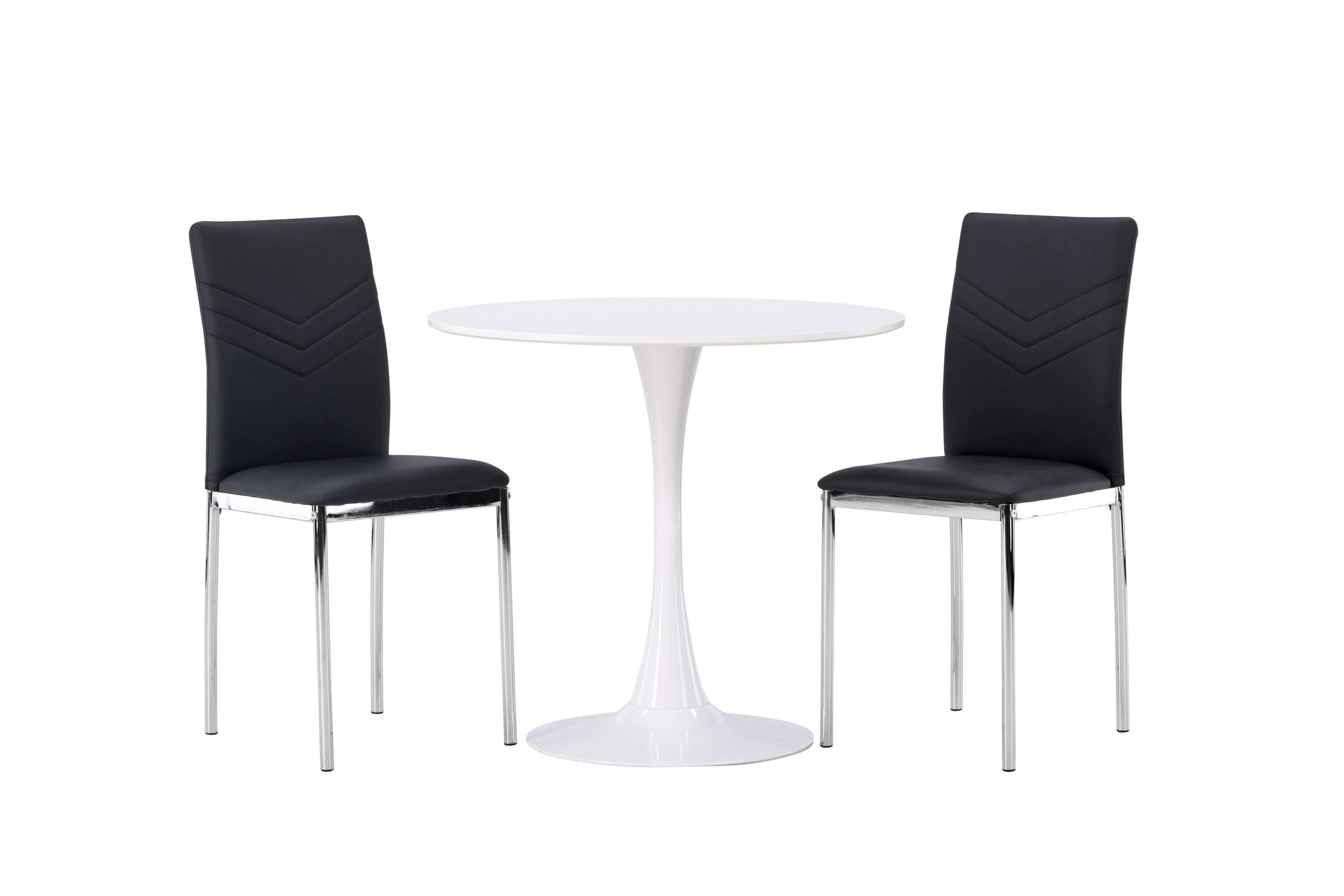 Essgruppe Esstisch Hamden ⌀80 mit Stühlen Lily mit Kunstledersitz - Schwarz - Venture Home - le canapé