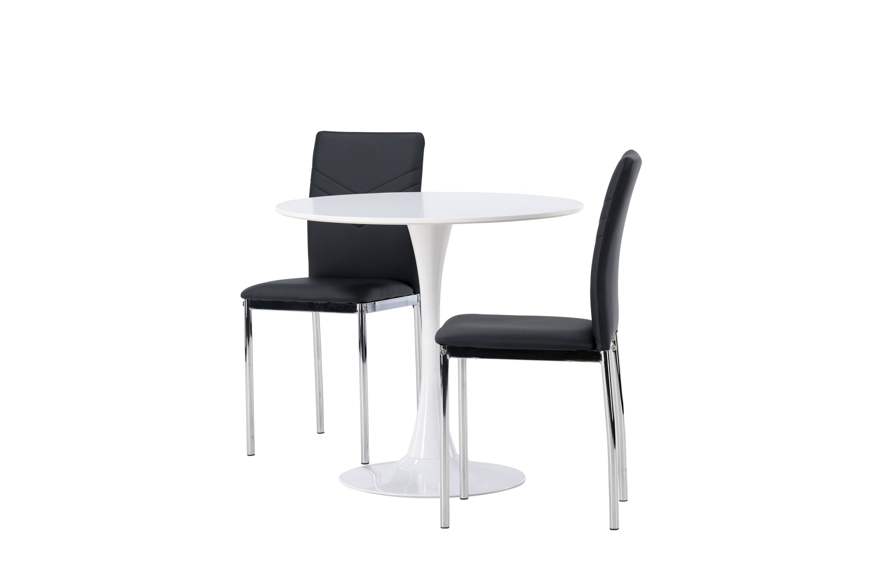 Essgruppe Esstisch Hamden ⌀80 mit Stühlen Lily mit Kunstledersitz - Schwarz - Venture Home - le canapé