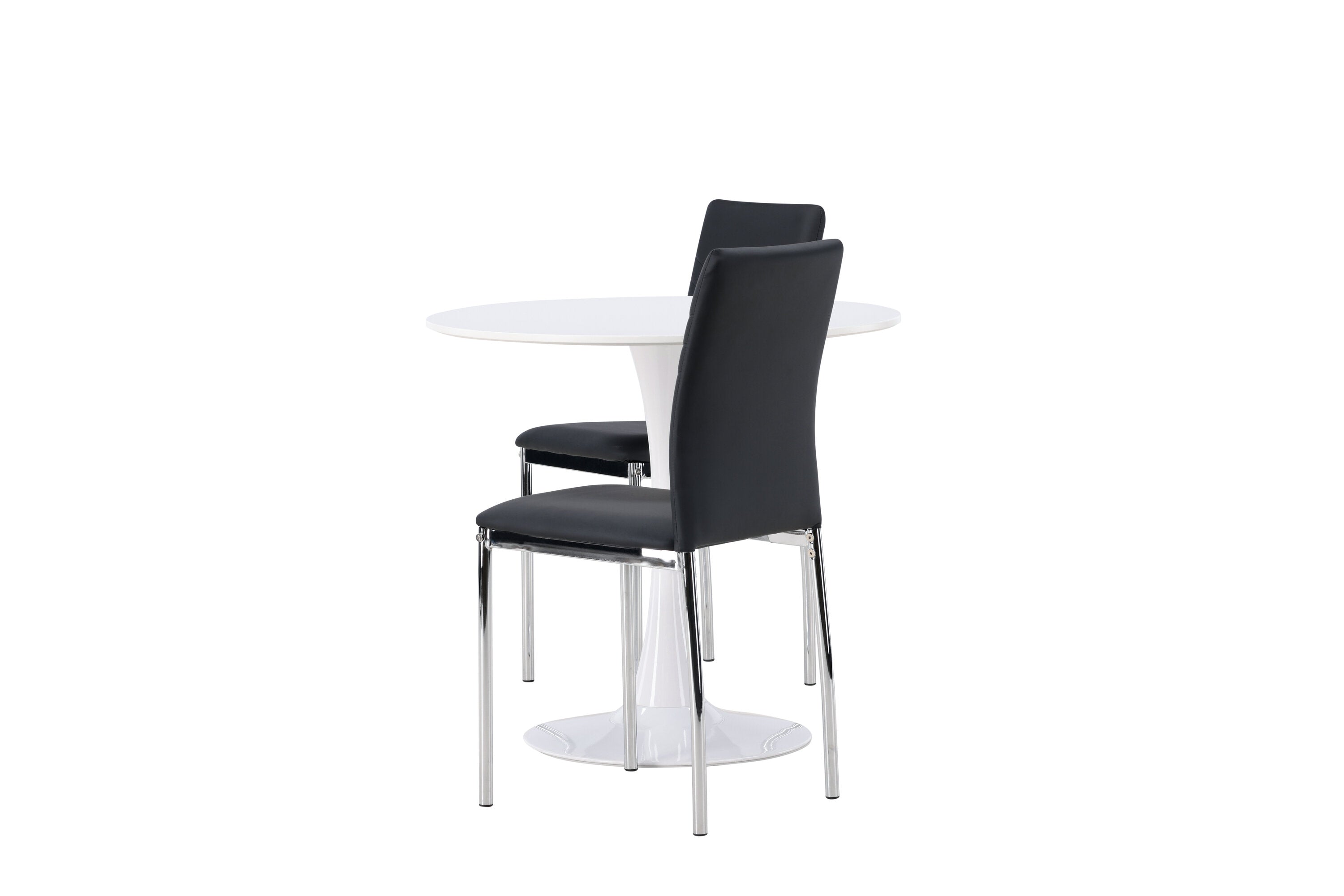 Essgruppe Esstisch Hamden ⌀80 mit Stühlen Lily mit Kunstledersitz - Schwarz - Venture Home - le canapé