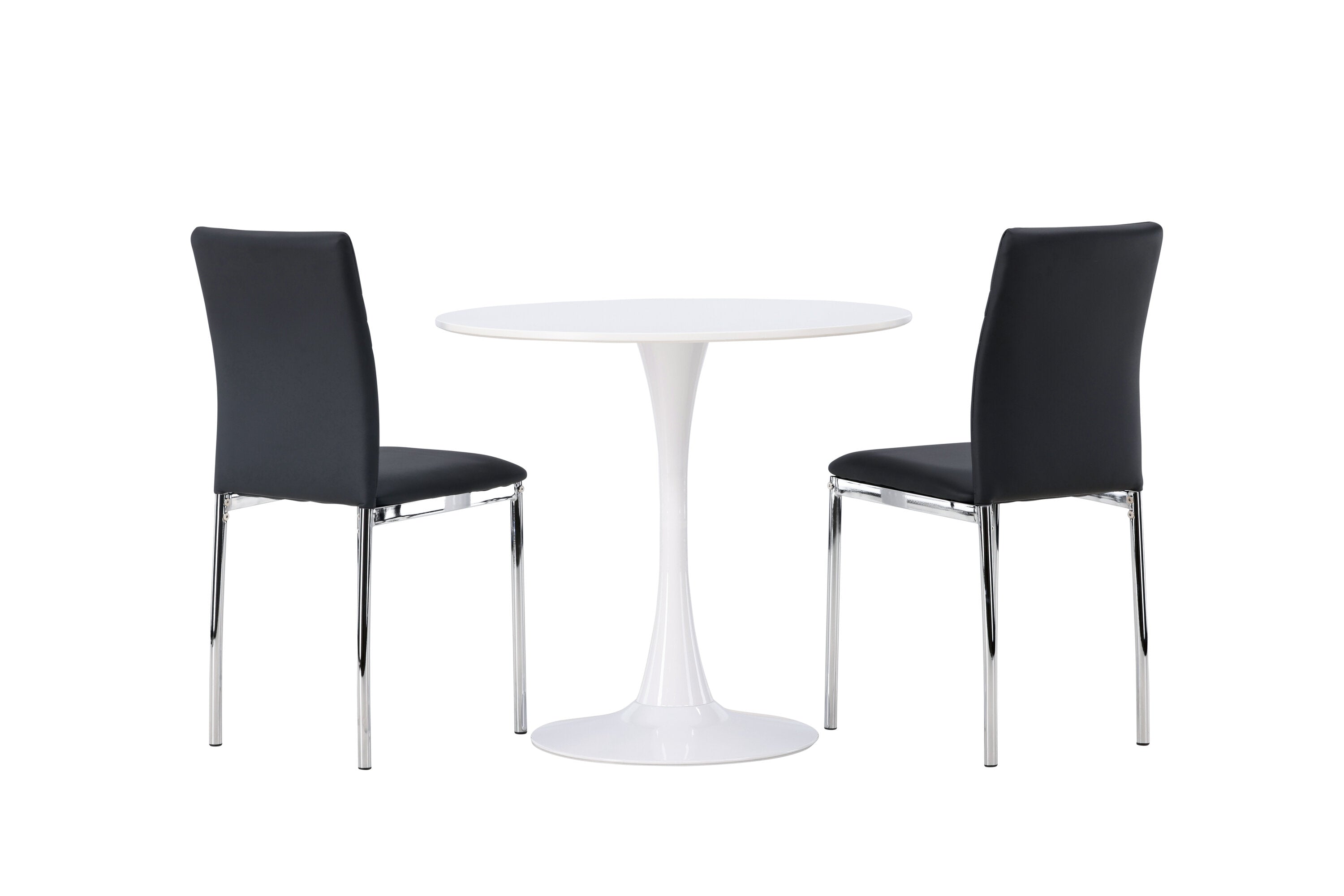 Essgruppe Esstisch Hamden ⌀80 mit Stühlen Lily mit Kunstledersitz - Schwarz - Venture Home - le canapé