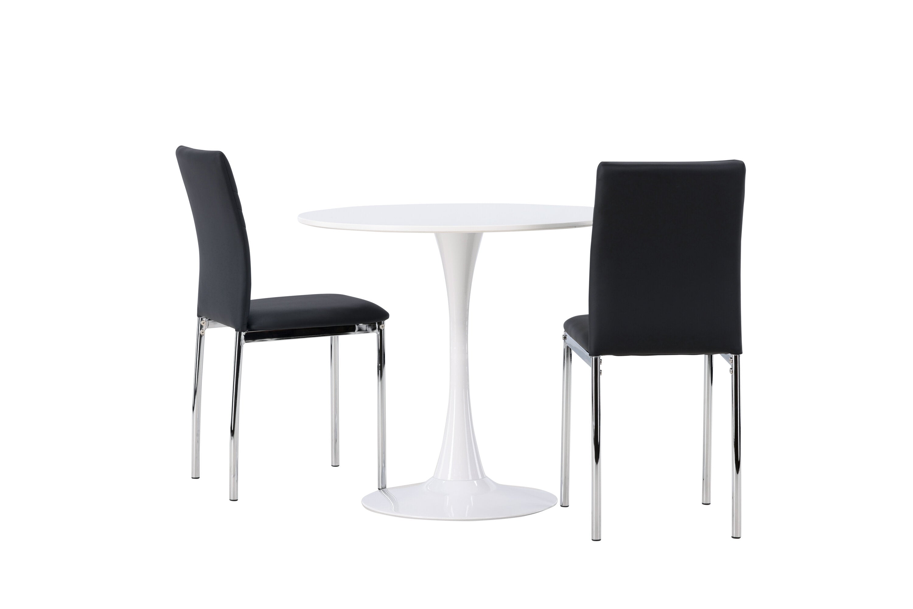 Essgruppe Esstisch Hamden ⌀80 mit Stühlen Lily mit Kunstledersitz - Schwarz - Venture Home - le canapé