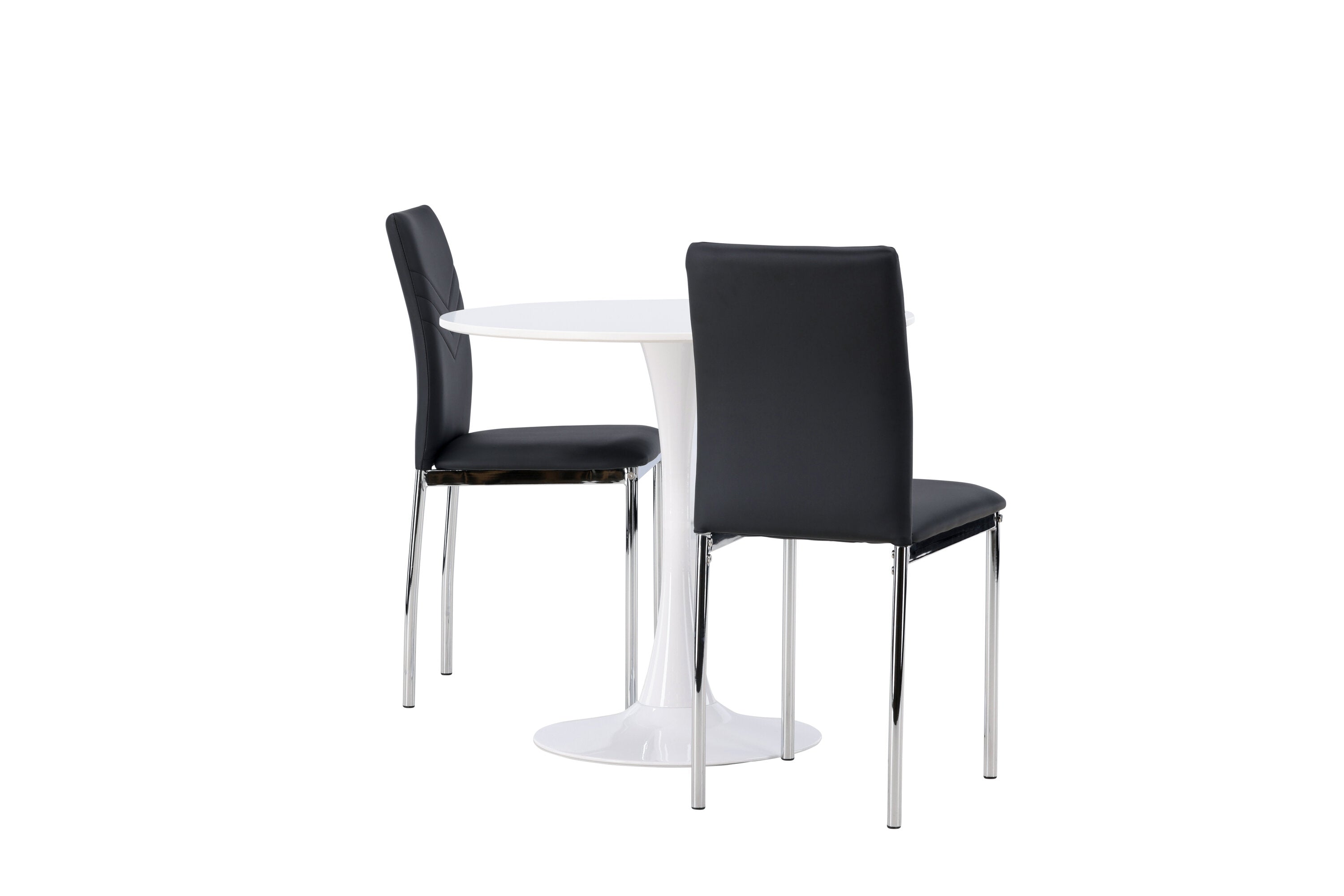 Essgruppe Esstisch Hamden ⌀80 mit Stühlen Lily mit Kunstledersitz - Schwarz - Venture Home - le canapé