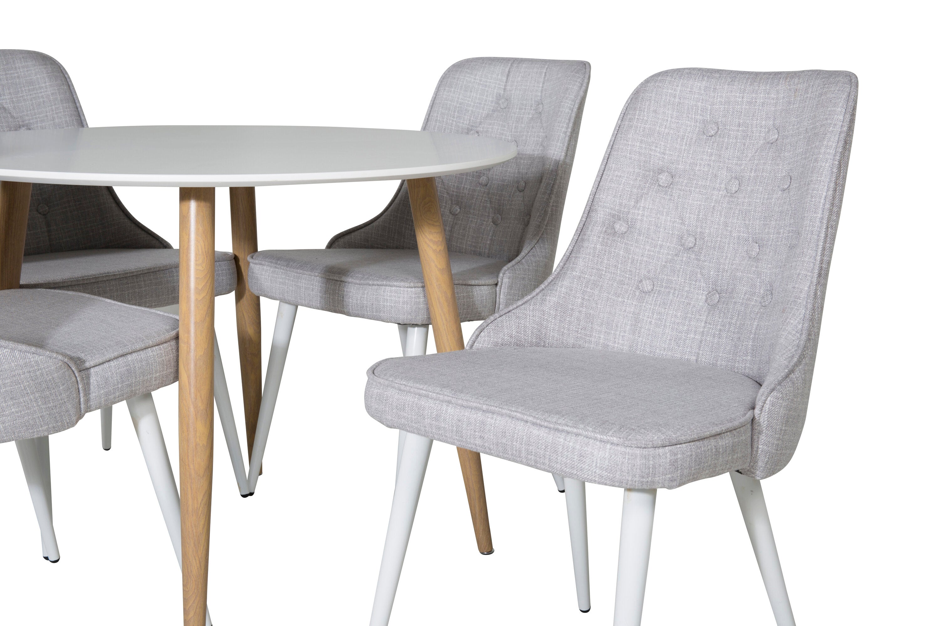 Essgruppe Esstisch Plaza Ø100cm mit Stühlen Samt Deluxe - Grau - Venture Home - le canapé