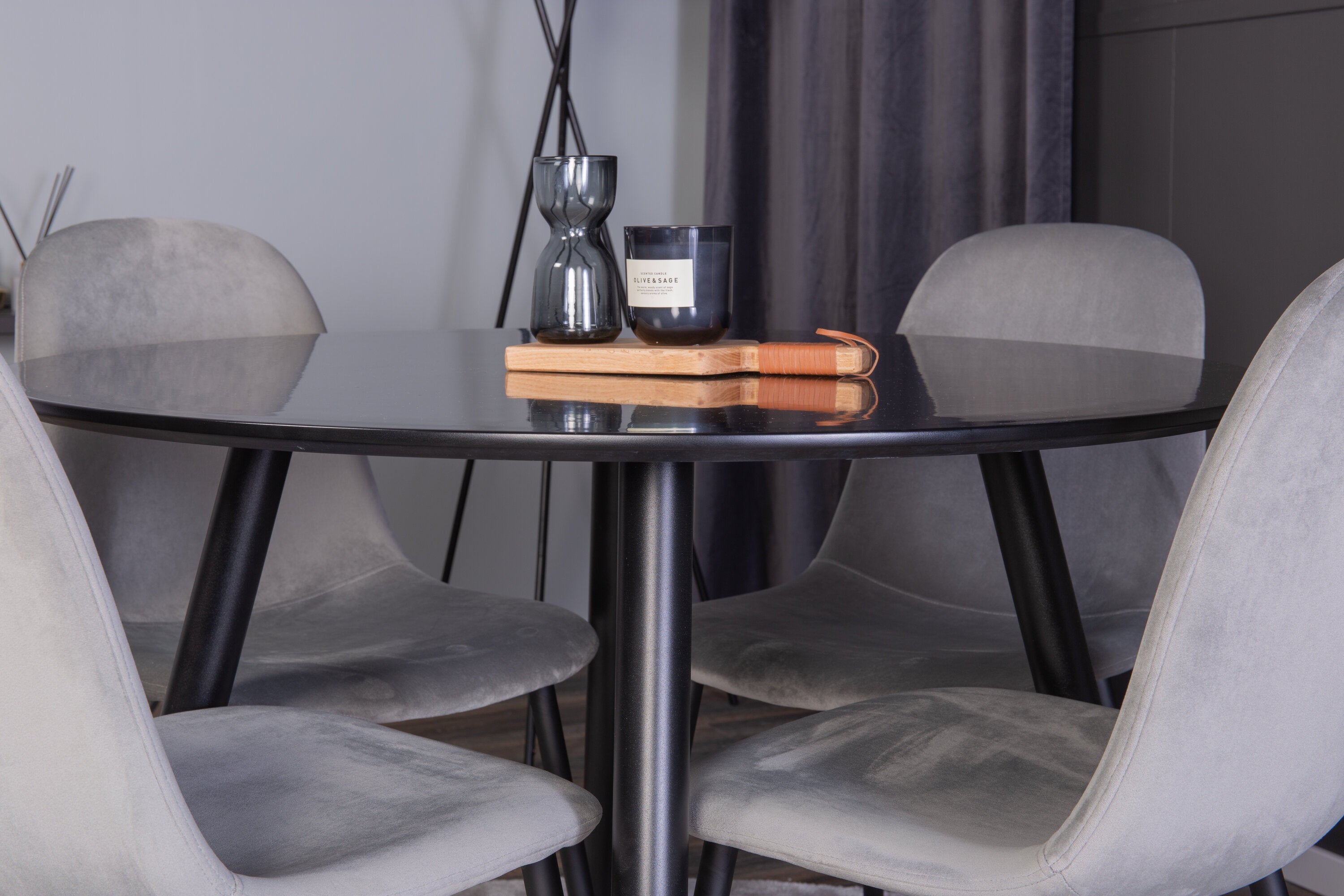 Essgruppe Esstisch Plaza Ø100cm mit Stühlen Polar - Grau - Venture Home - le canapé