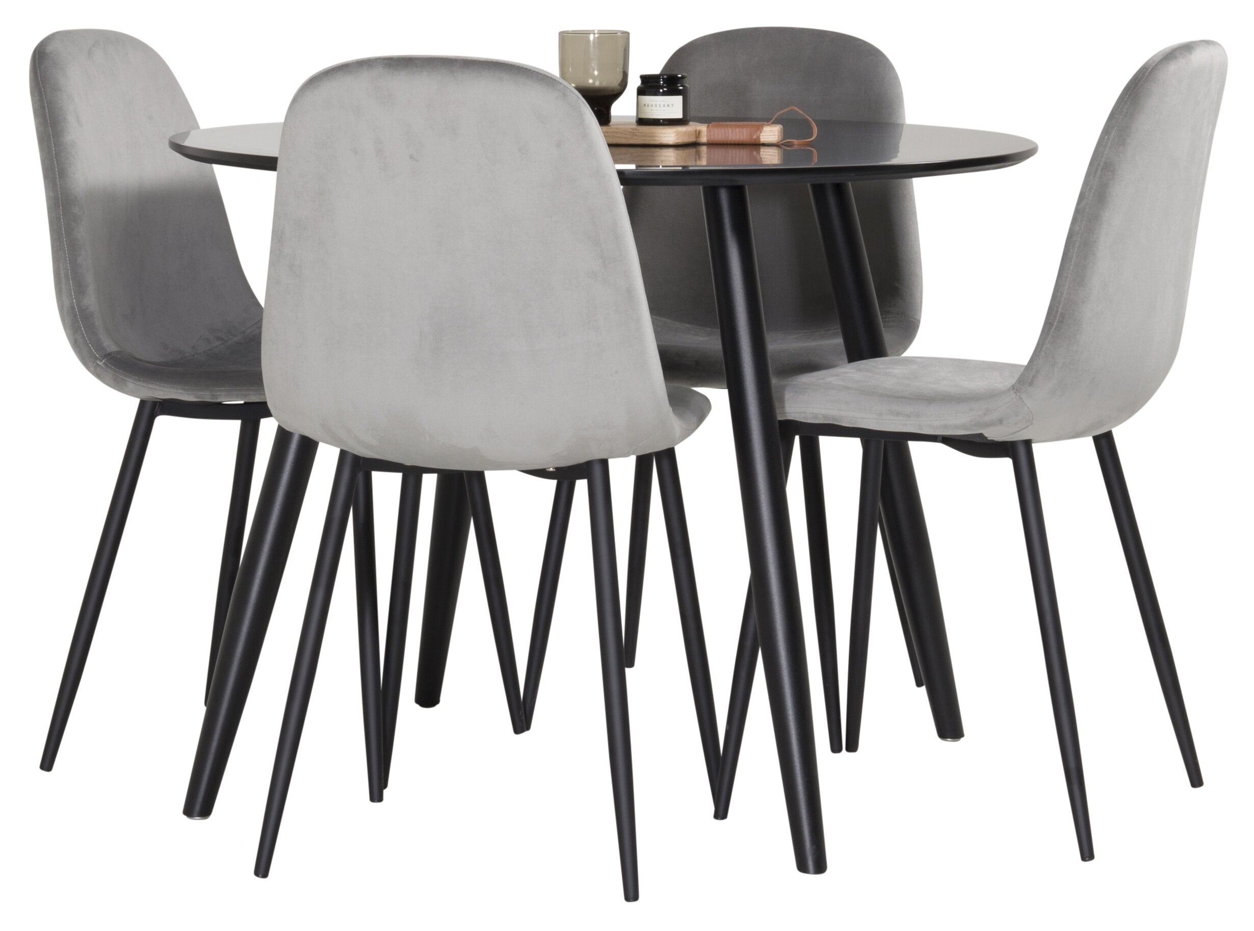 Essgruppe Esstisch Plaza Ø100cm mit Stühlen Polar - Grau - Venture Home - le canapé