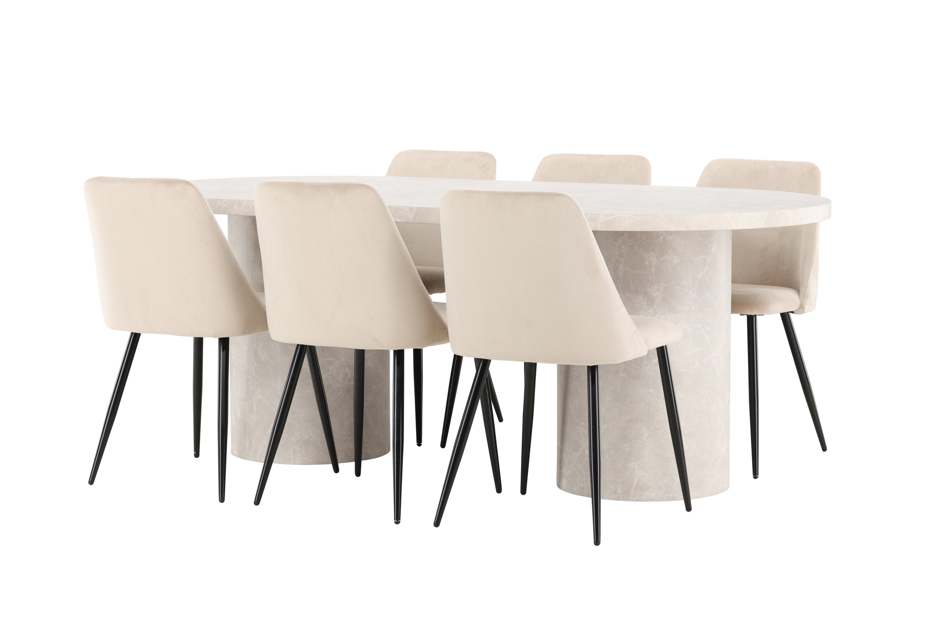 Essgruppe Esstisch Narvik 200 x 100cm mit Stühlen Night - Beige - Venture Home - le canapé