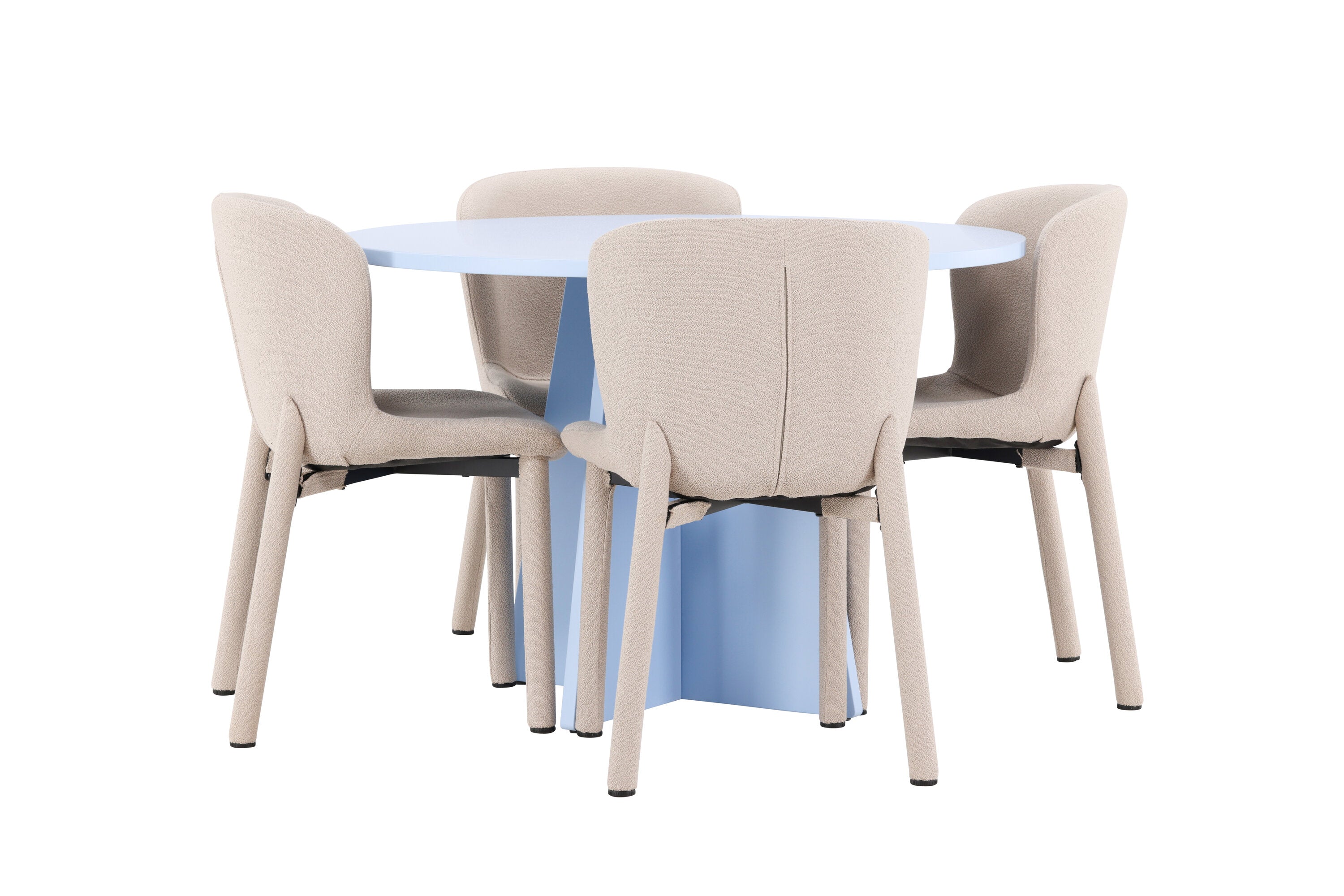 Essgruppe Esstisch Bootcut ⌀110cm mit Stühlen Astoria - Beige - Venture Home - le canapé