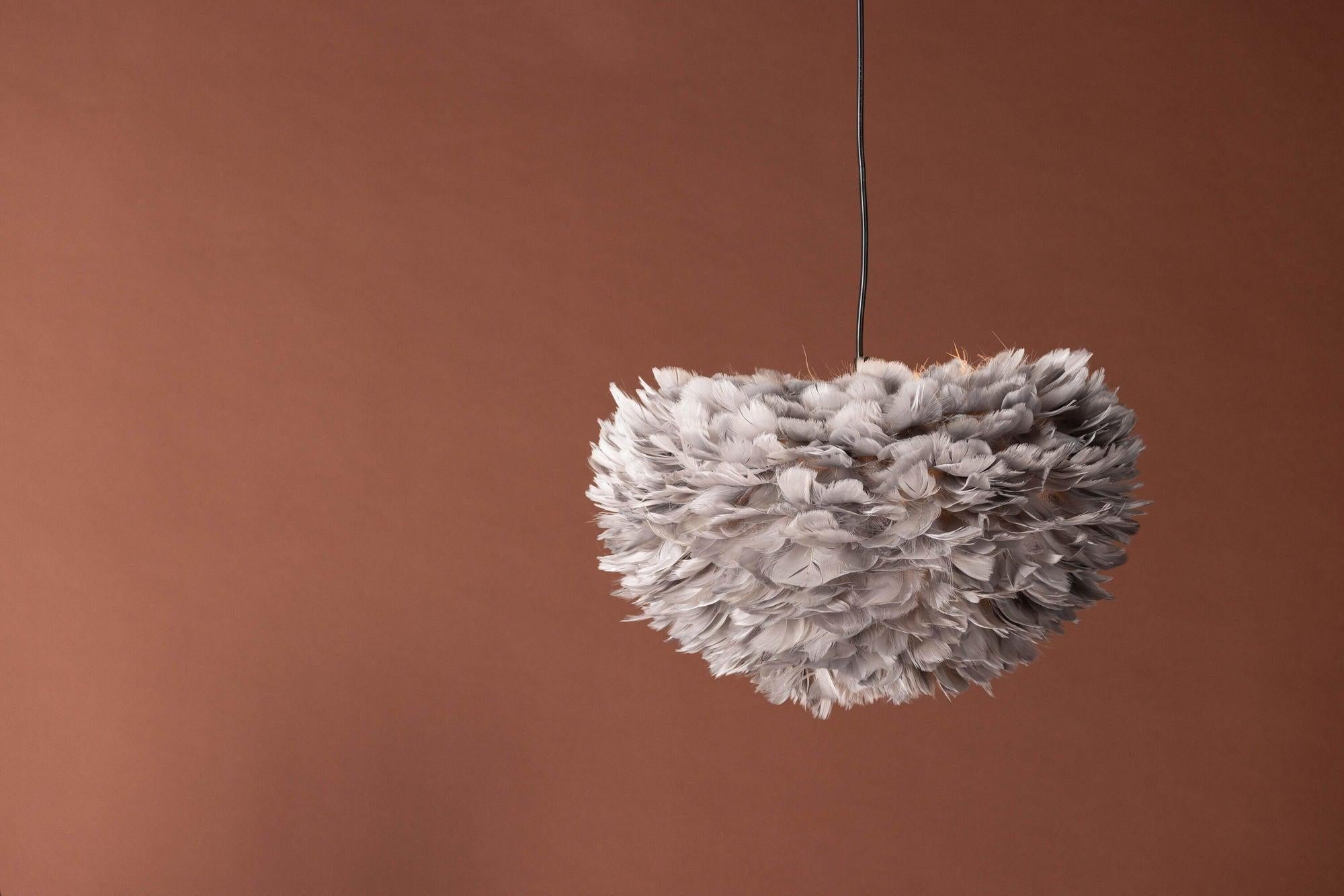 Hängelampe Nicola mittel - Kunstfedern Schwarz / Grau-Hängelampe-Venture Home-le canapé