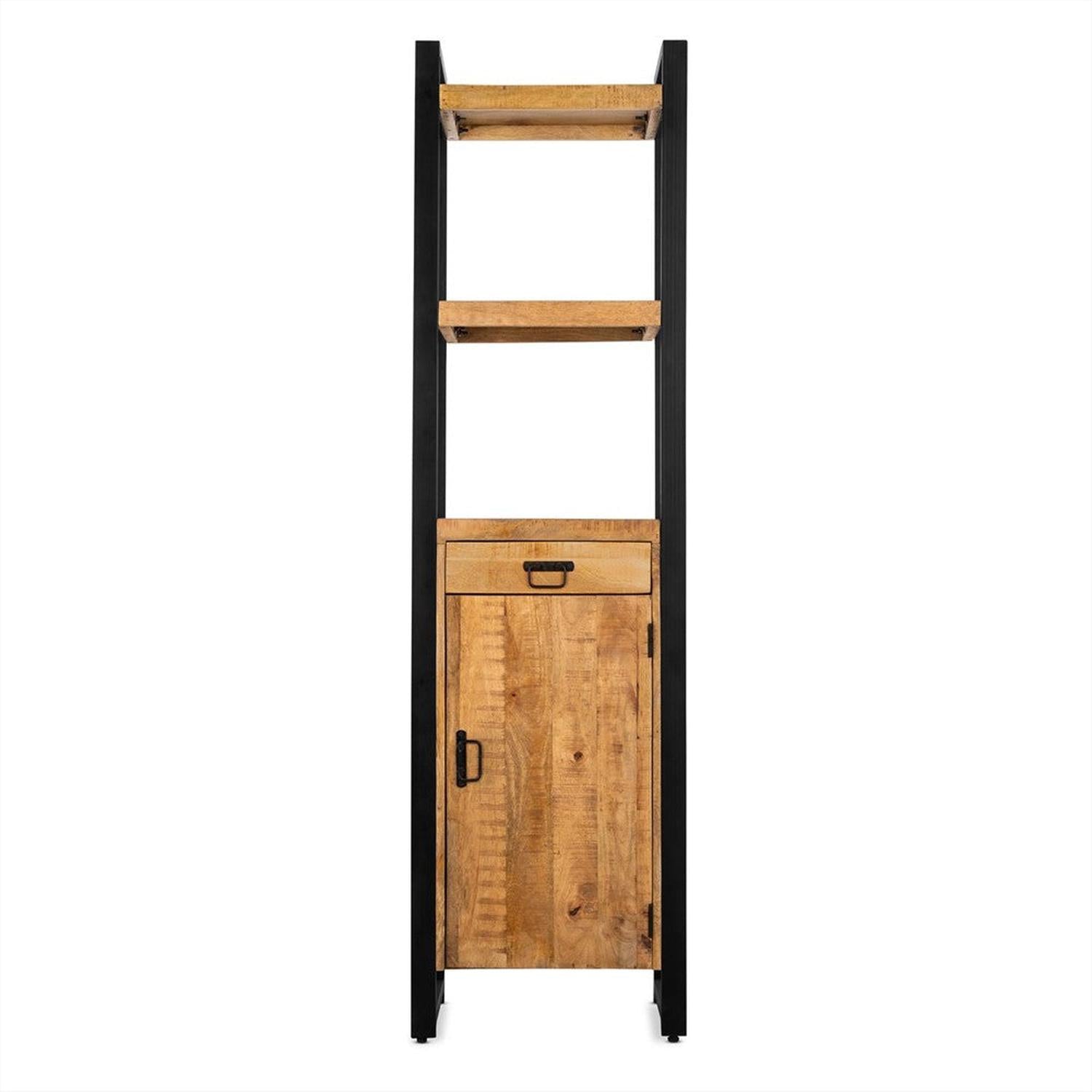 Highboard Britt mit Schublade und Tür aus Mangoholz 200cm - Hellbraun-Highboards-Benoa-le canapé