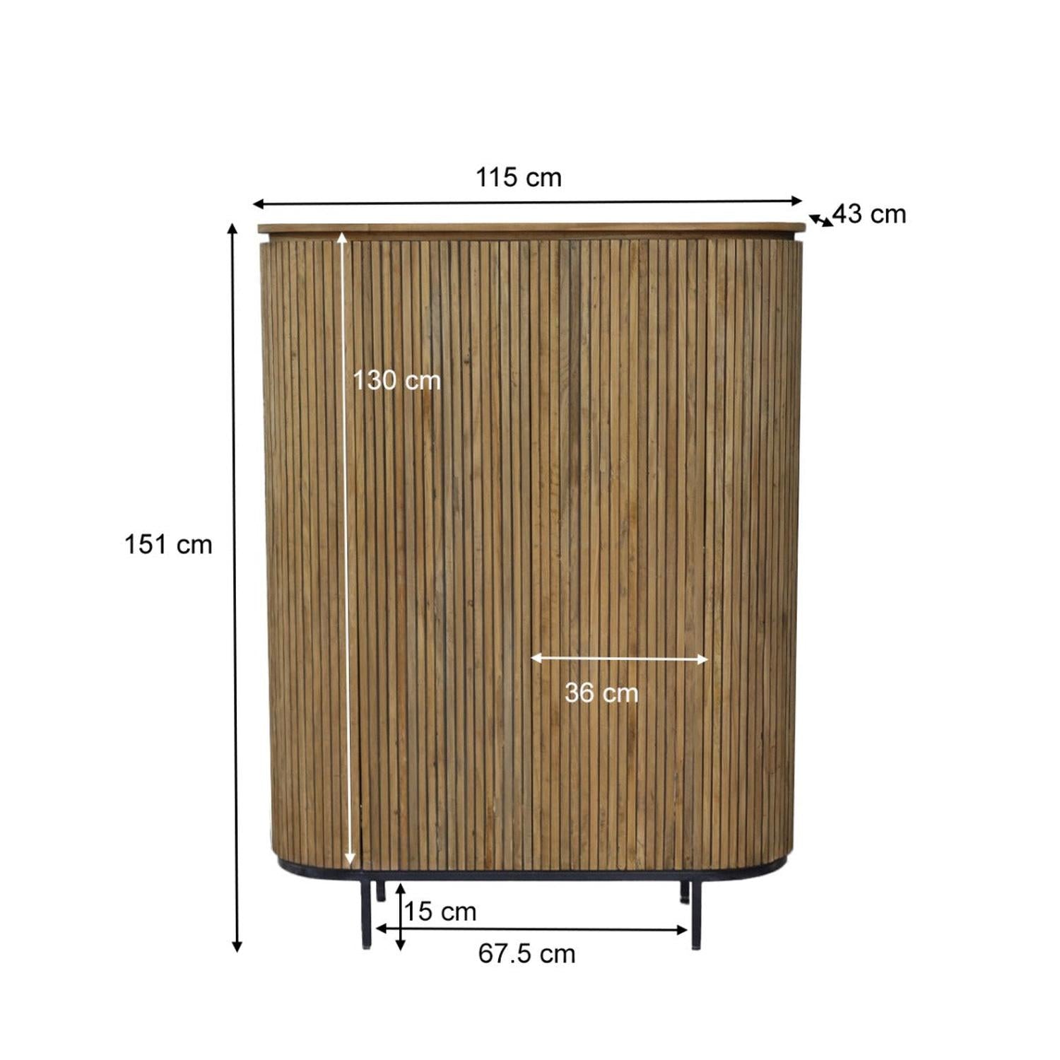 Highboard Lausanne aus Teakholz 151cm - Braun-Highboards-Livingfurn-le canapé