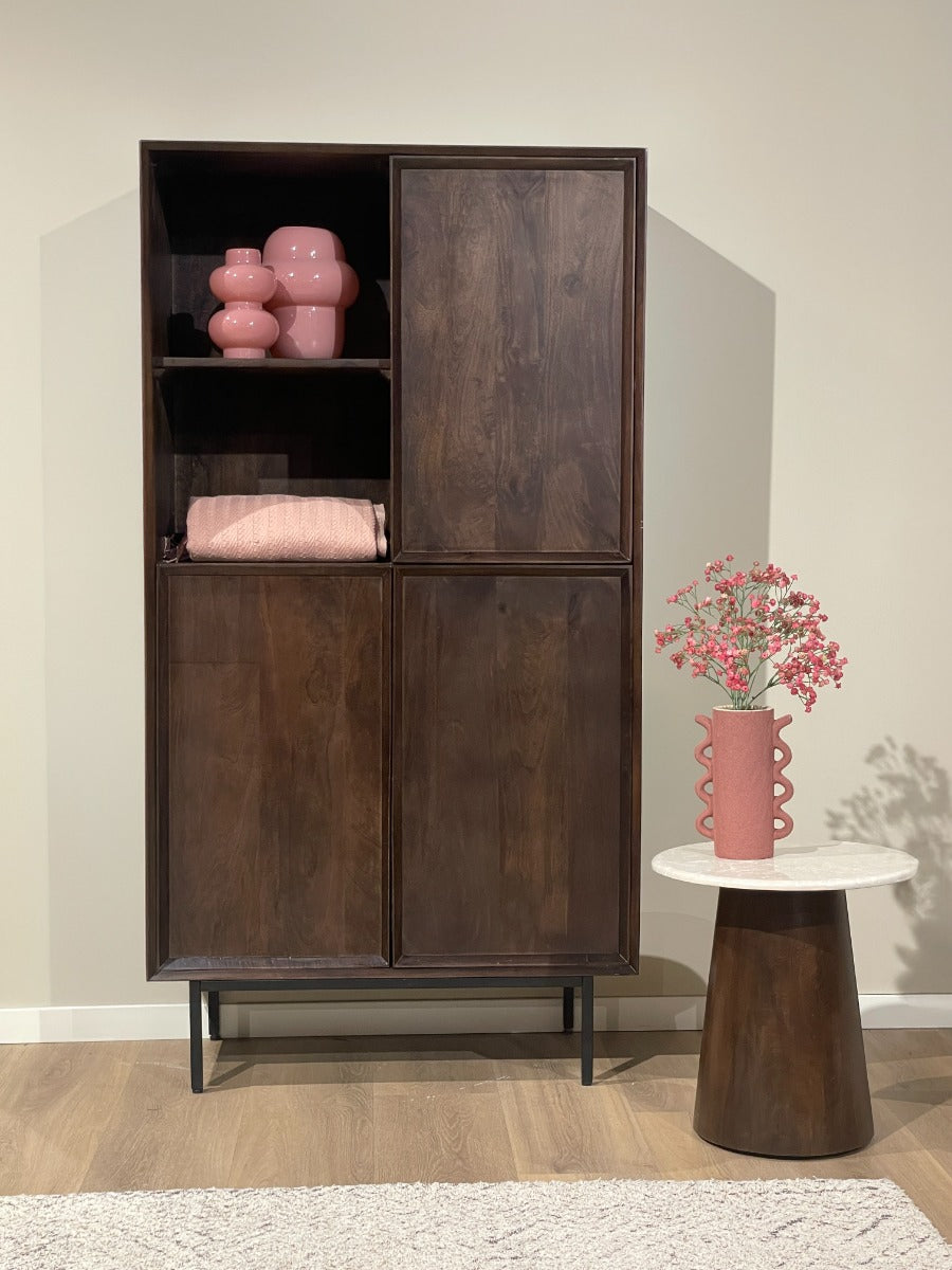 Highboard Ravenstein 170cm aus Mangoholz - Dunkelbraun-Highboards-Livingfurn-le canapé