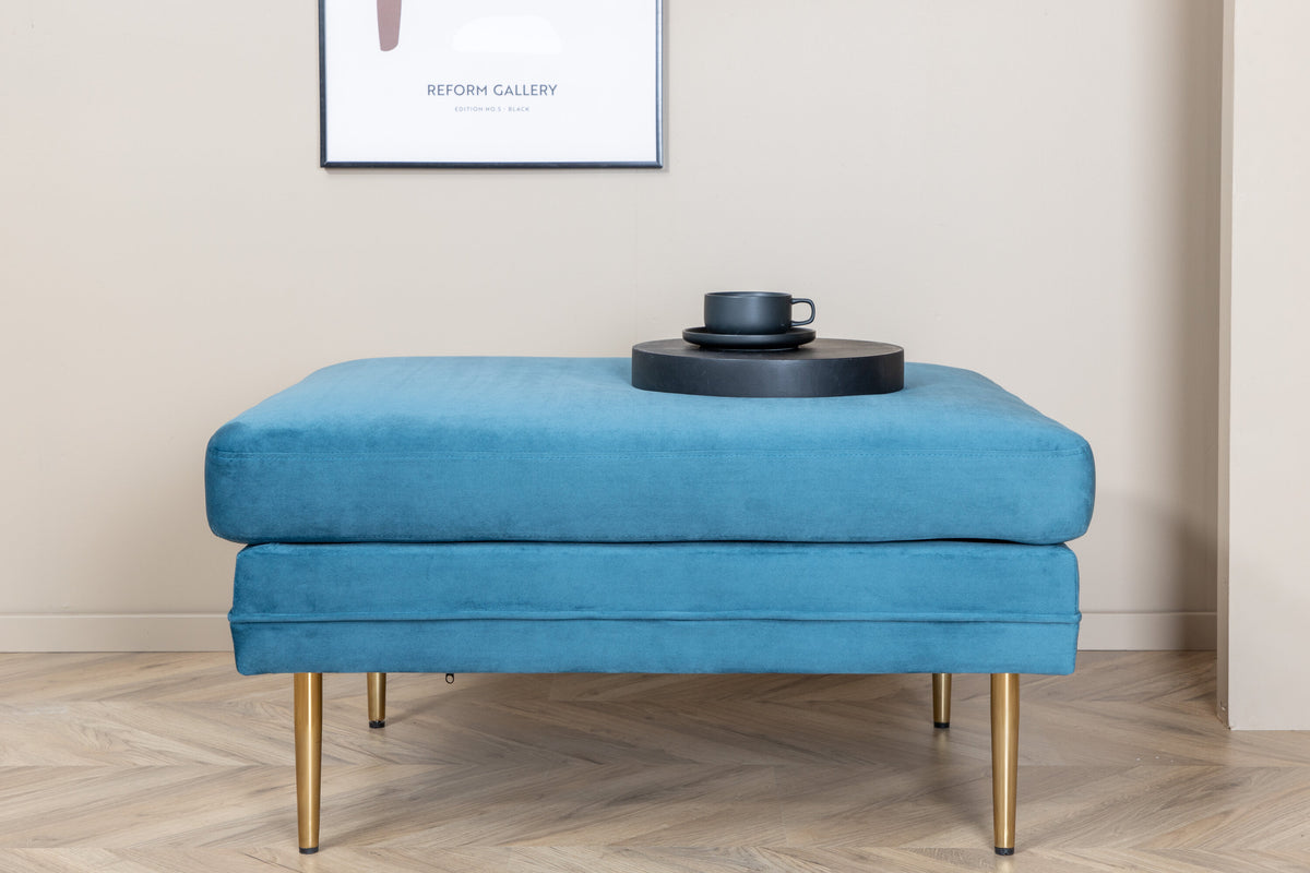Hocker Boom aus Samt - Blau-Hocker-Venture Home-le canapé