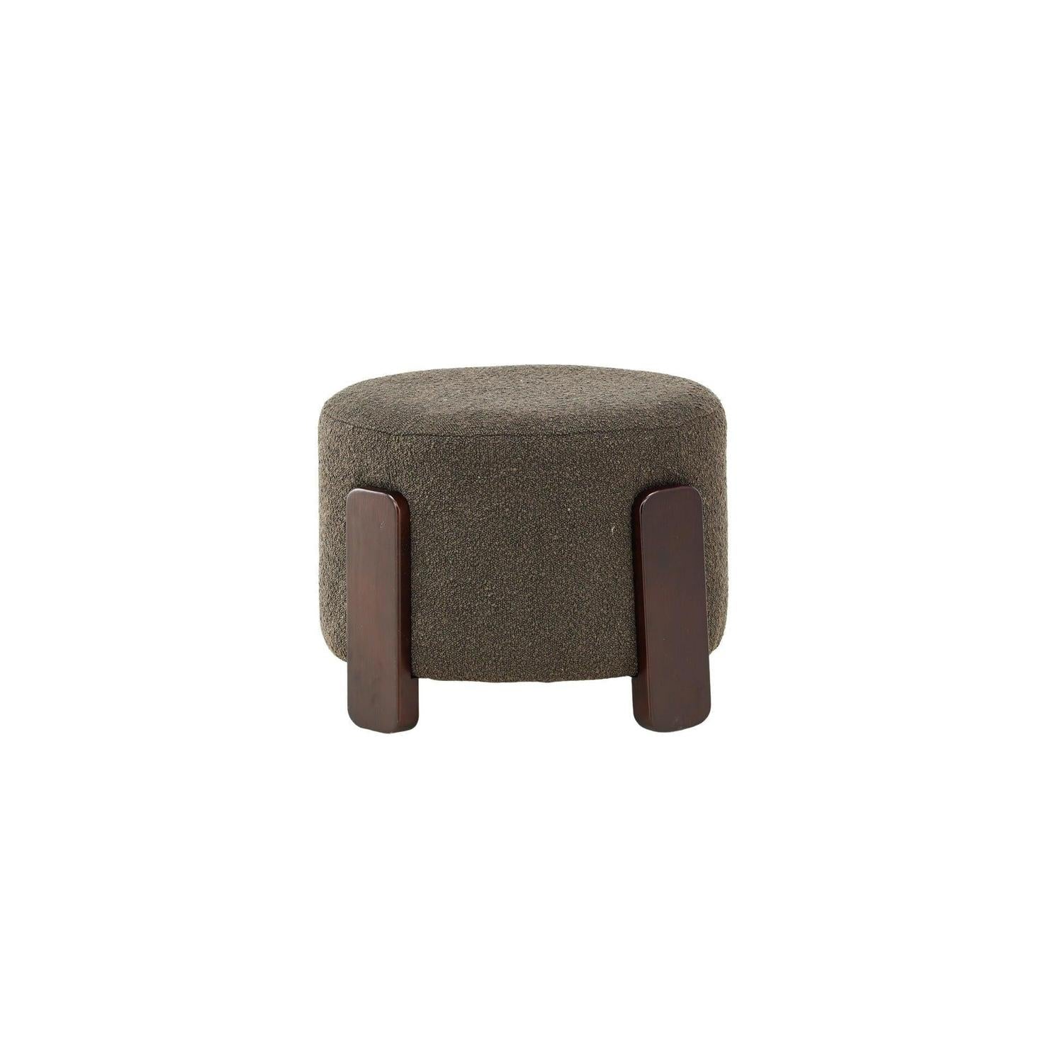 Hocker Coffey aus Bouclé mit Holz-Füßen Ø50cm - Dunkelgrün-Hocker-Venture Home-le canapé