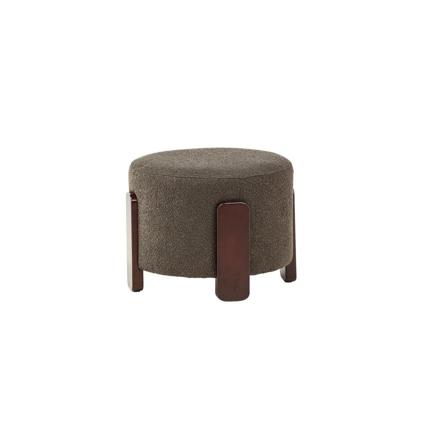 Hocker Coffey aus Bouclé mit Holz-Füßen Ø50cm - Dunkelgrün-Hocker-Venture Home-le canapé