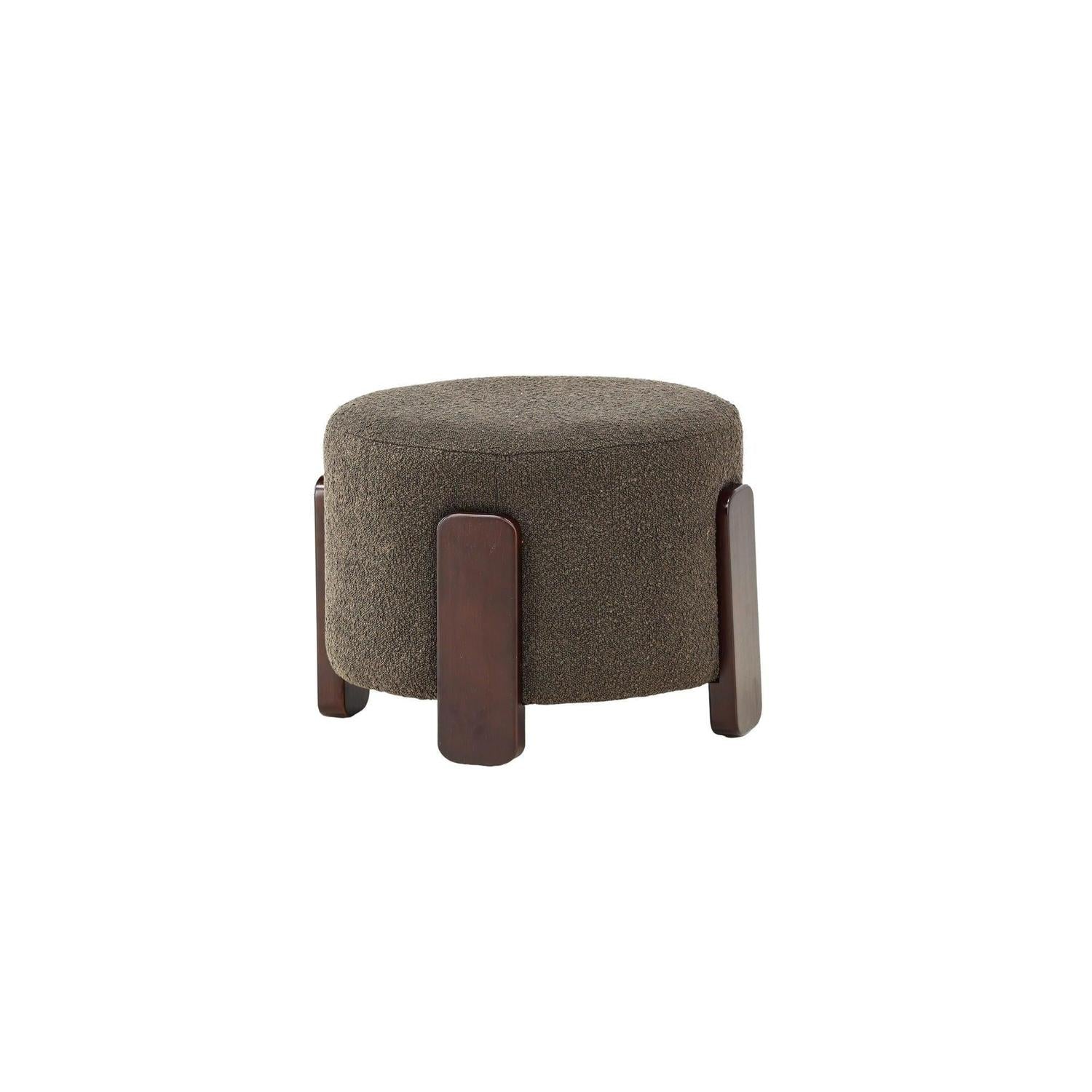 Hocker Coffey aus Bouclé mit Holz-Füßen Ø50cm - Dunkelgrün-Hocker-Venture Home-le canapé