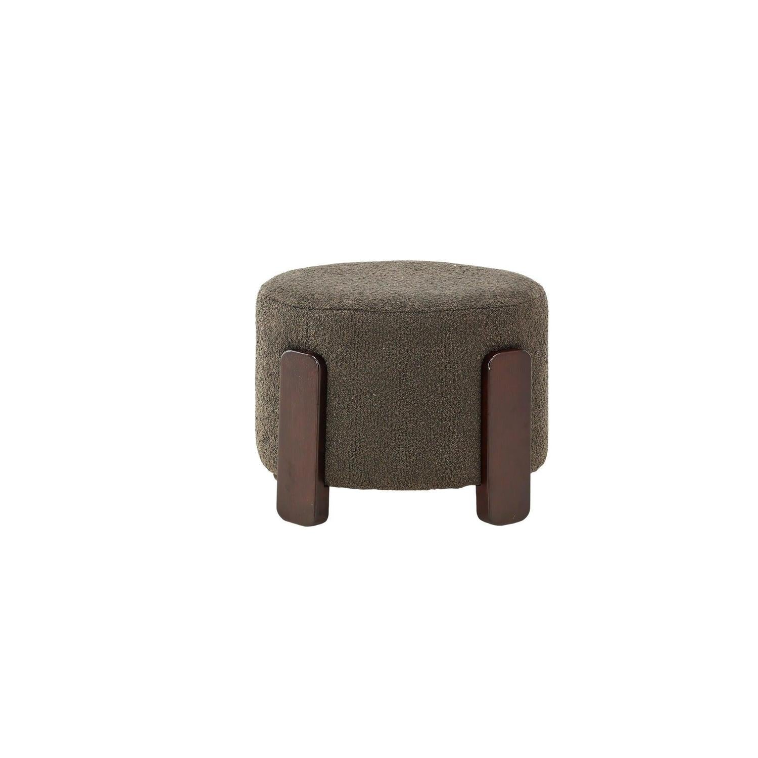 Hocker Coffey aus Bouclé mit Holz-Füßen Ø50cm - Dunkelgrün-Hocker-Venture Home-le canapé