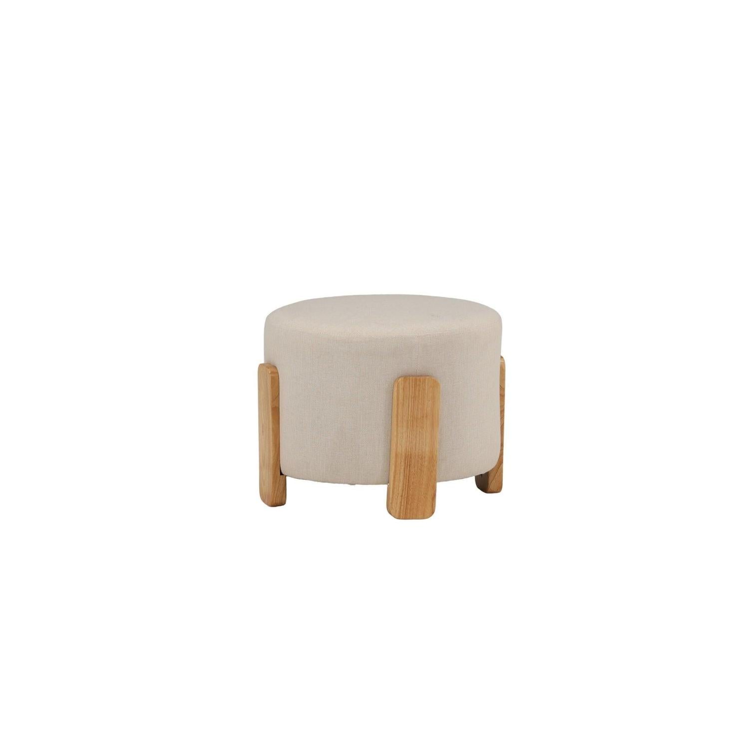 Hocker Coffey aus Leinen mit Holz-Füßen Ø50cm - Beige-Hocker-Venture Home-le canapé