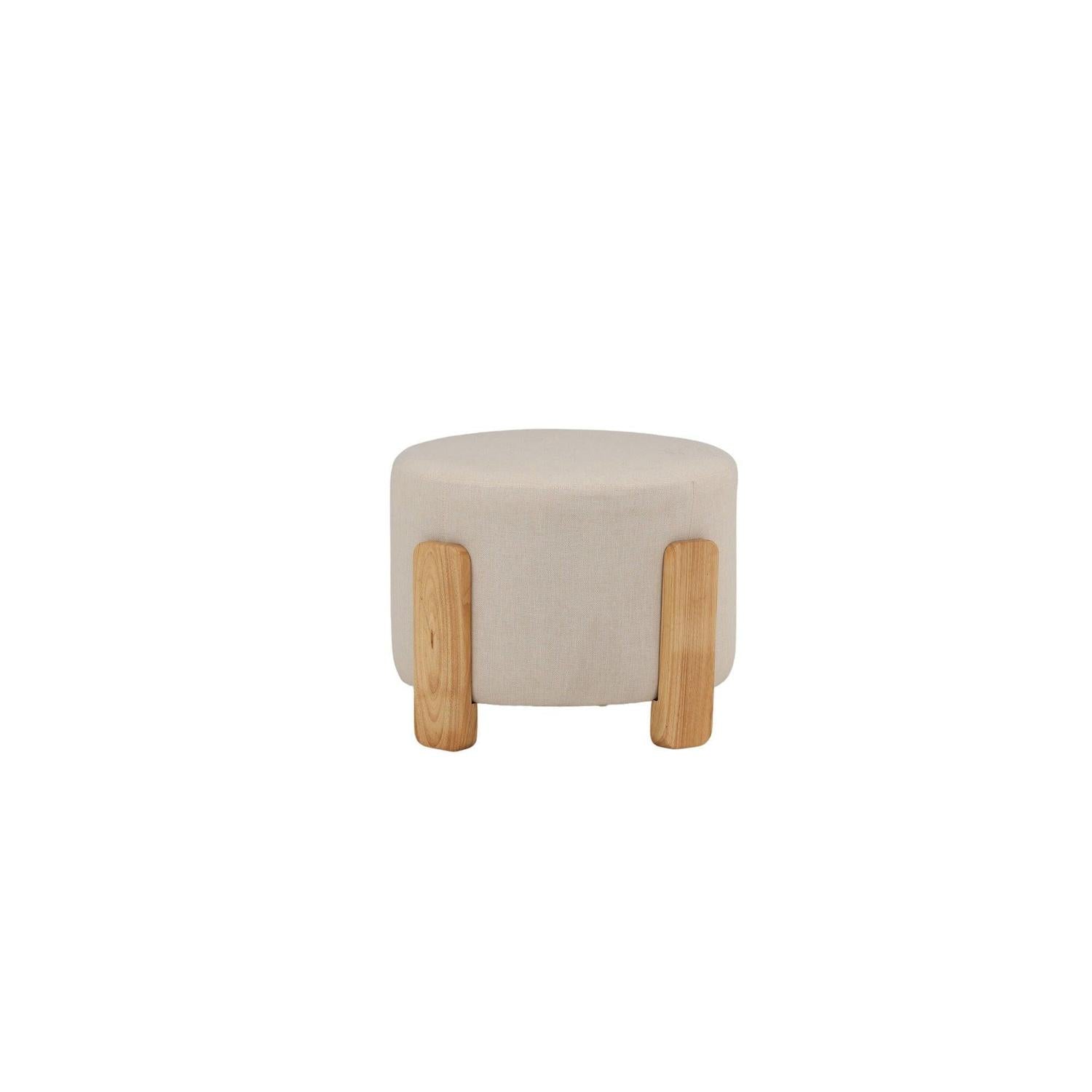 Hocker Coffey aus Leinen mit Holz-Füßen Ø50cm - Beige-Hocker-Venture Home-le canapé
