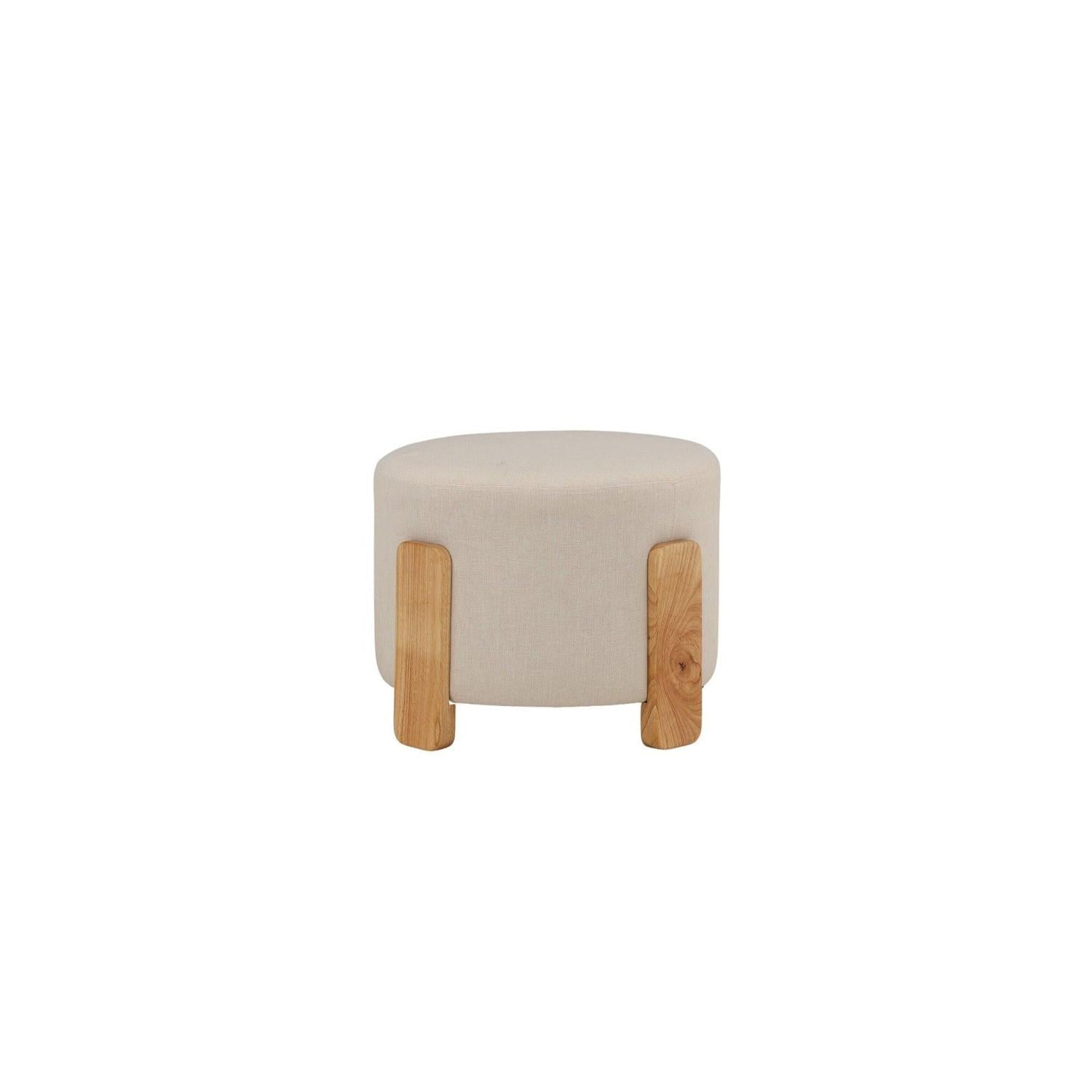 Hocker Coffey aus Leinen mit Holz-Füßen Ø50cm - Beige-Hocker-Venture Home-le canapé